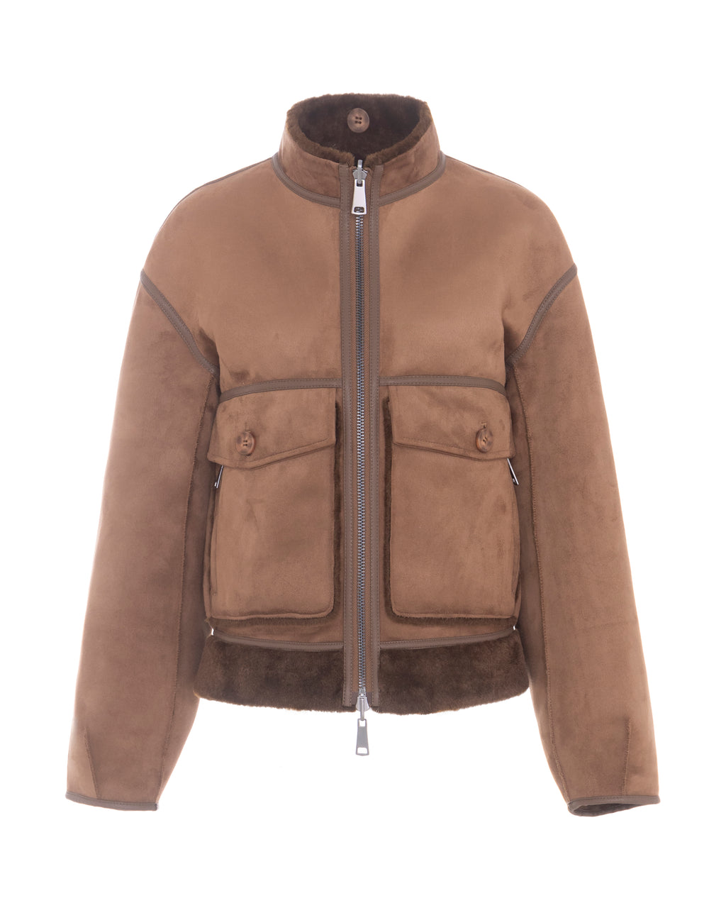 Merino Funnel Neck Bomber in Coffee/Espresso