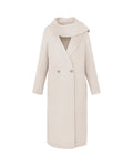 Double-Face Wool Detachable Collar Long Coat in Dove