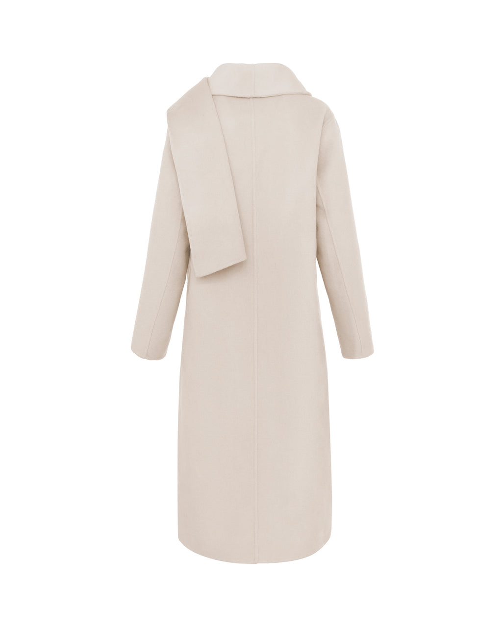 Double-Face Wool Detachable Collar Long Coat in Dove