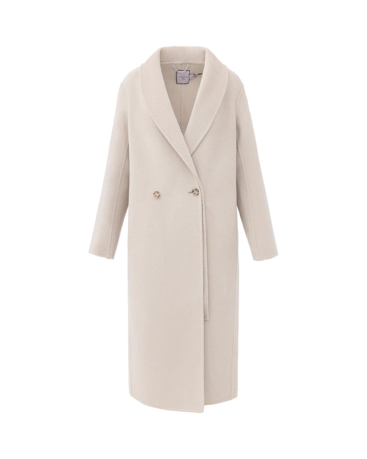 Double-Face Wool Detachable Collar Long Coat in Dove