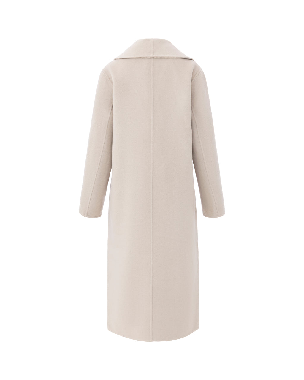 Double-Face Wool Detachable Collar Long Coat in Dove
