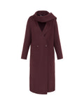 Double-Face Wool Detachable Collar Long Coat in Merlot