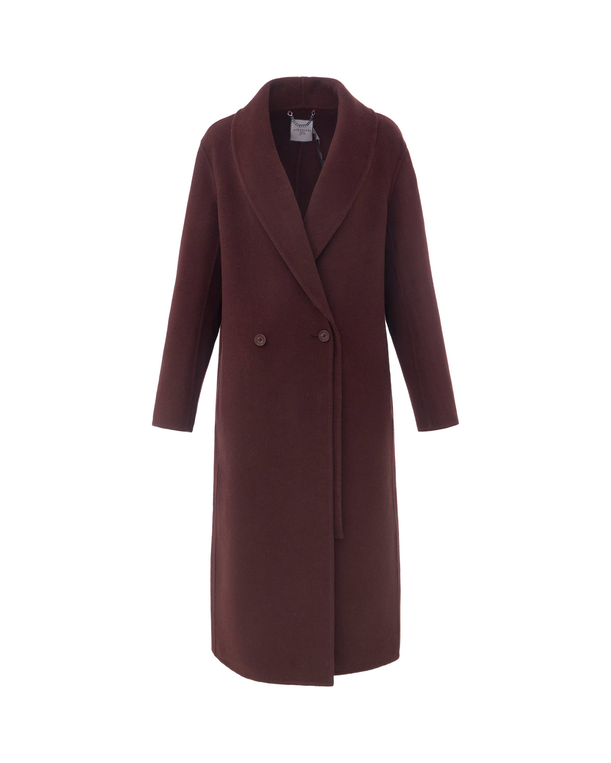 Double-Face Wool Detachable Collar Long Coat in Merlot