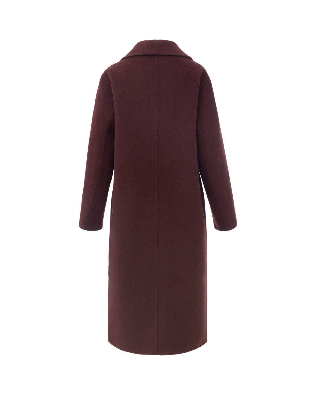 Double-Face Wool Detachable Collar Long Coat in Merlot