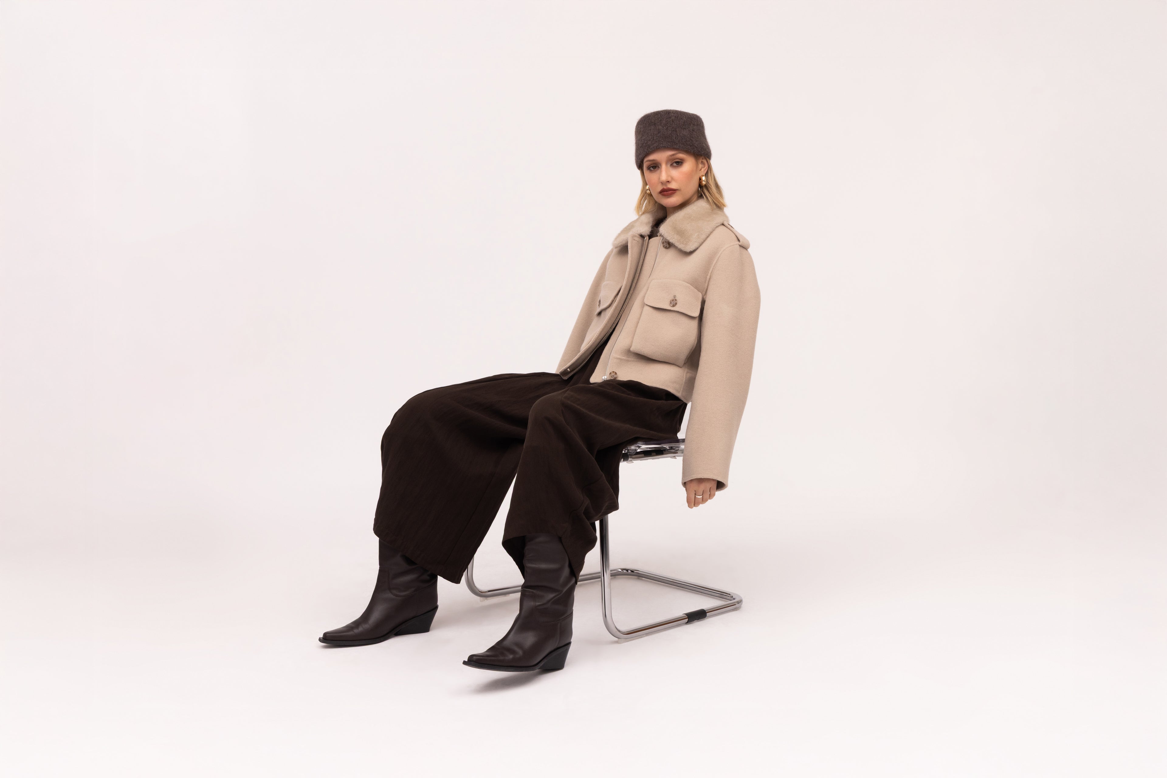 Double-Face Wool Jacket in Dove
