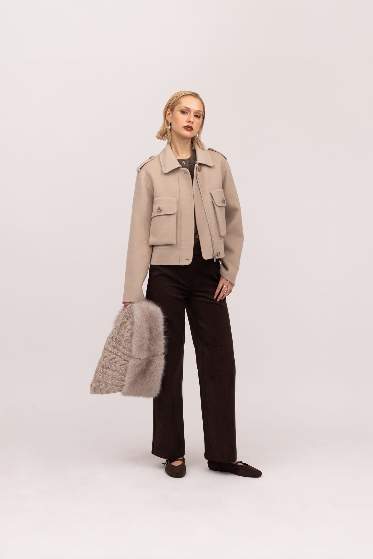 Double-Face Wool Jacket in Dove