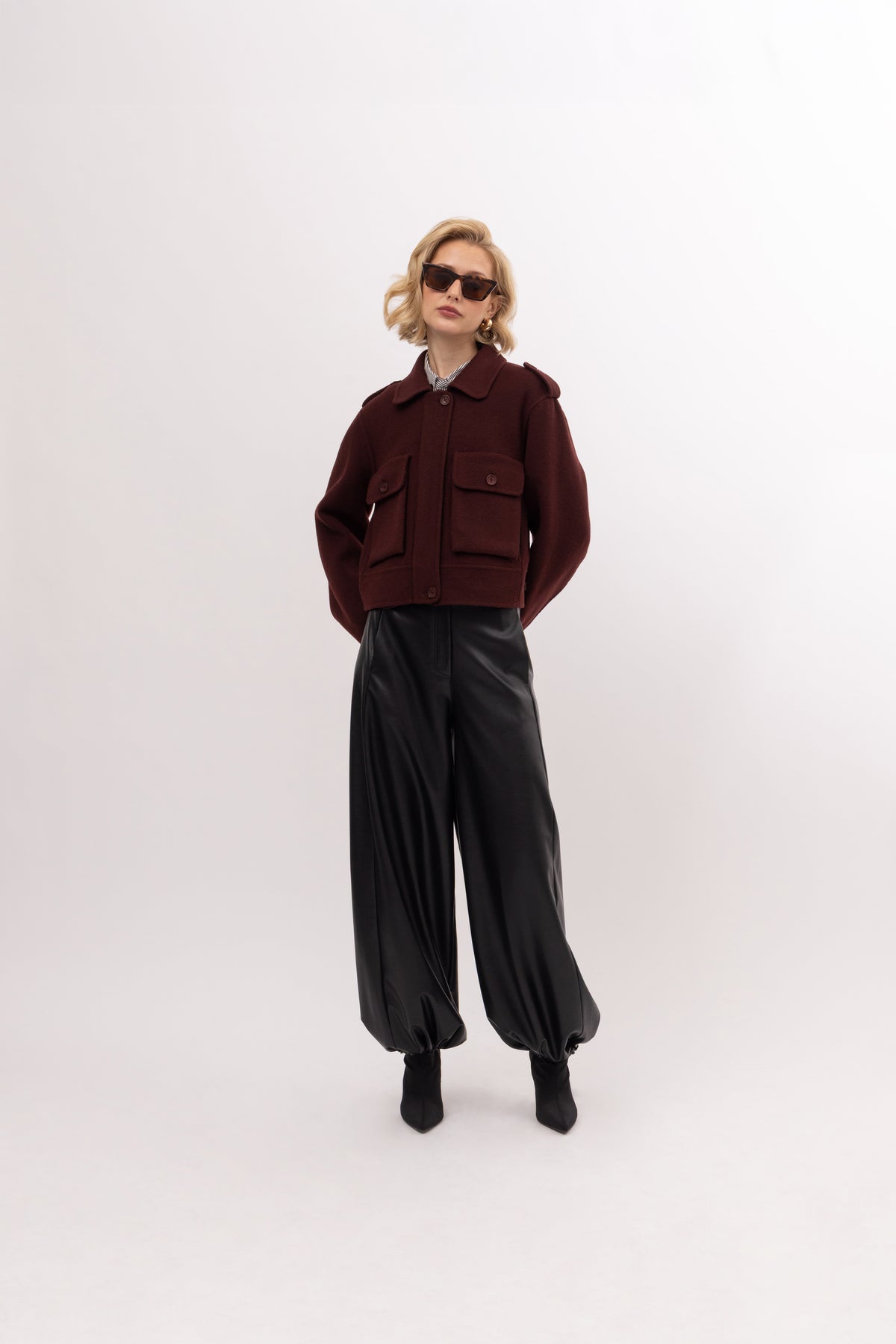 Double-Face Wool Jacket in Merlot