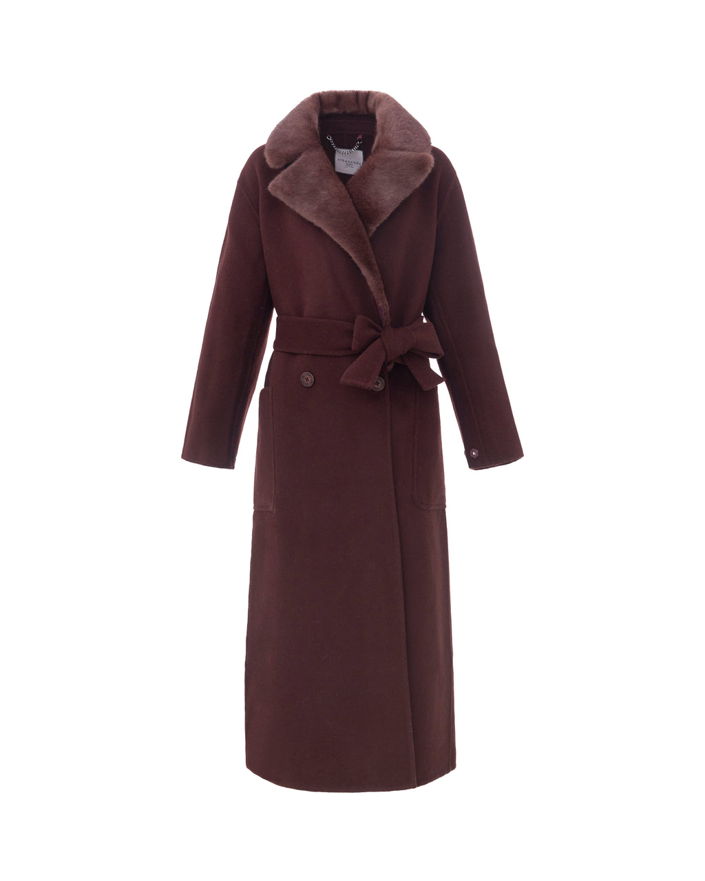 Double-Face Wool Drop Shoulder Belted Coat in Merlot
