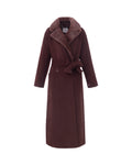 Double-Face Wool Drop Shoulder Belted Coat in Merlot
