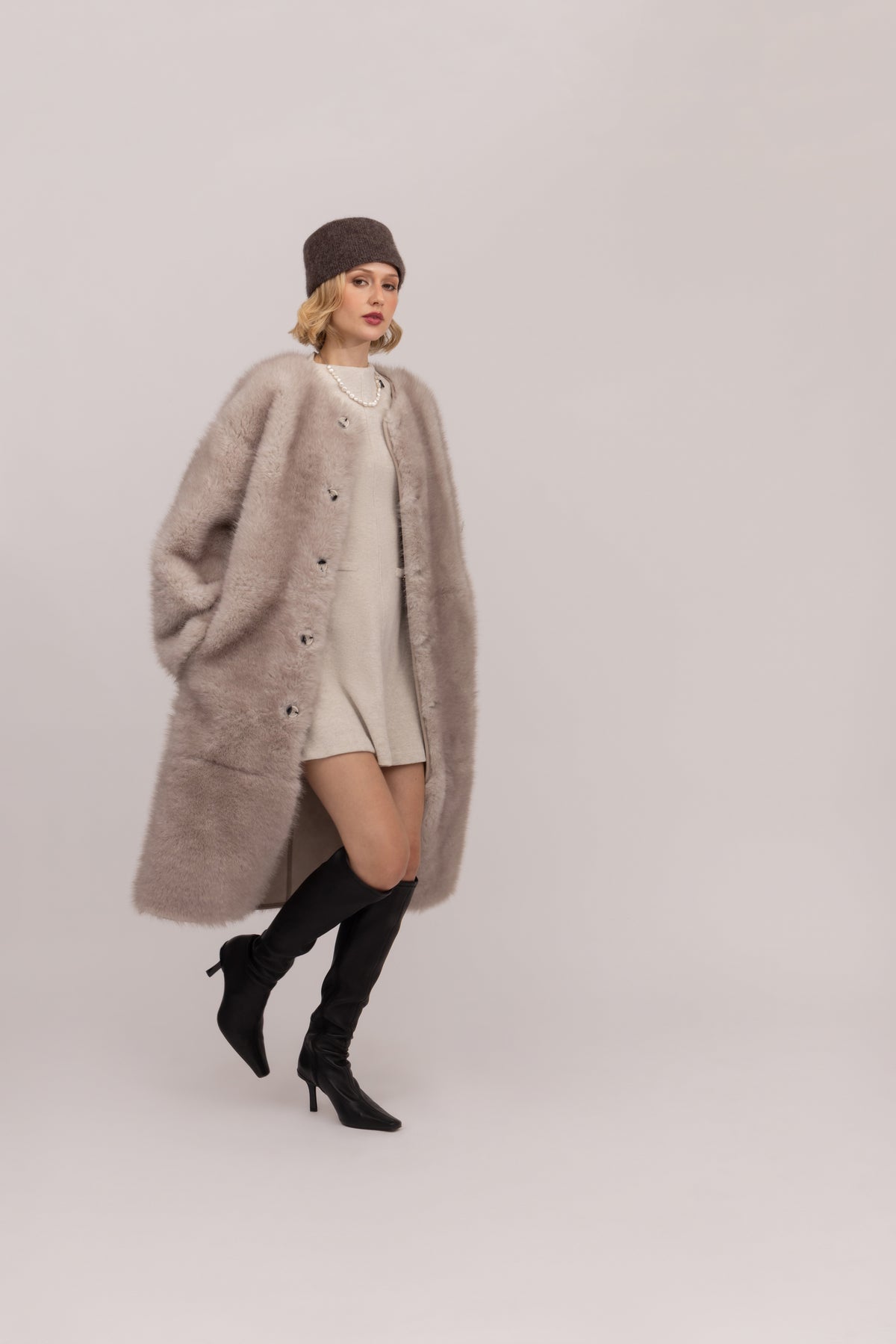 Toscana Barrel Sleeve Coat in Polar Bear