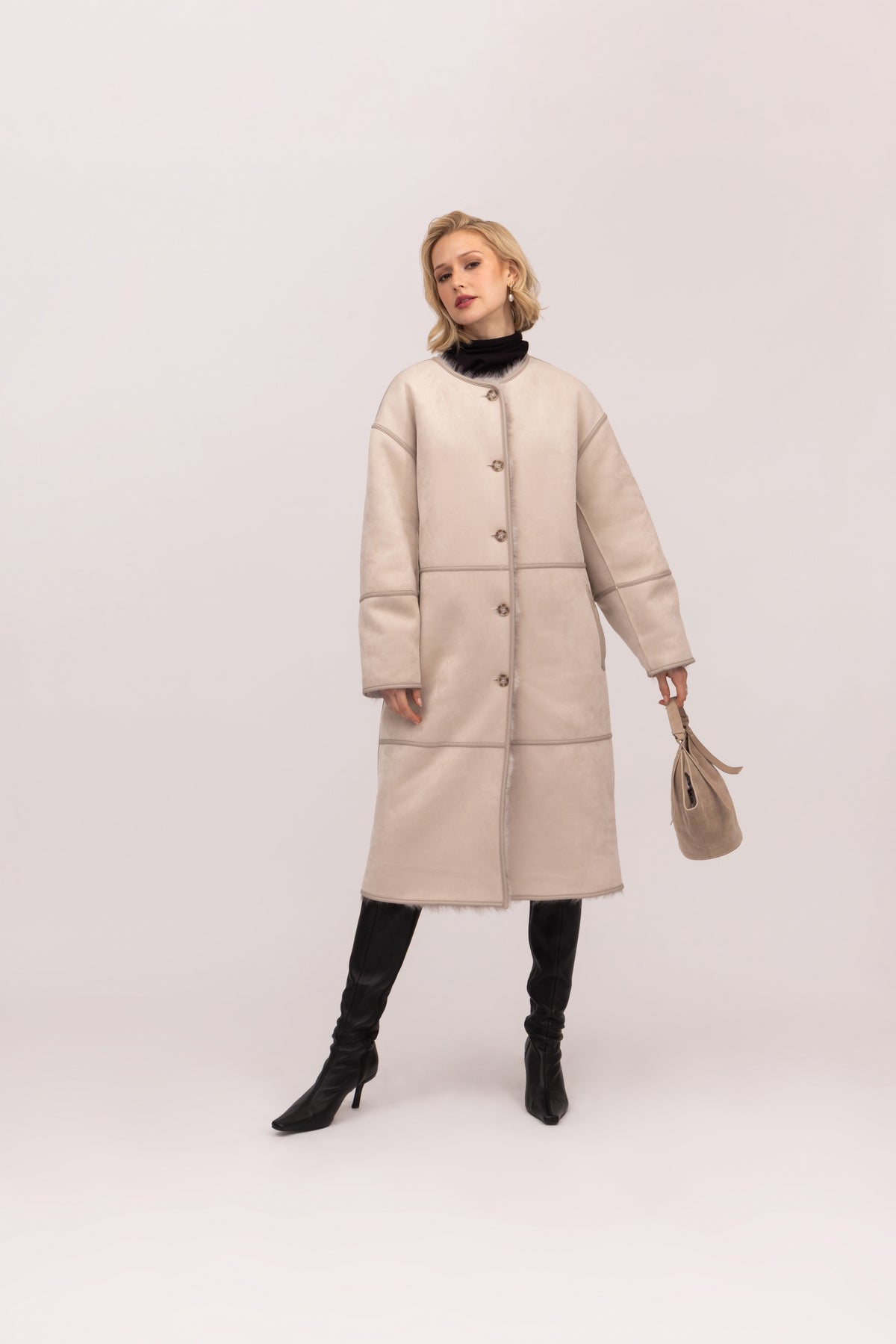 Toscana Barrel Sleeve Coat in Polar Bear