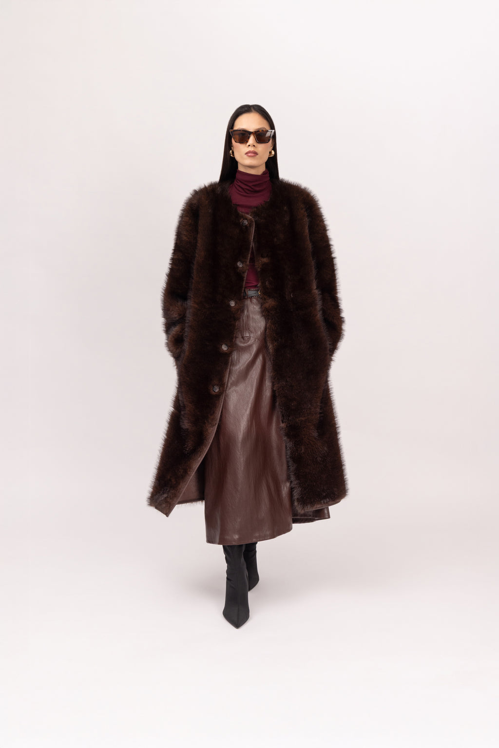 Toscana Barrel Sleeve Coat in Truffle