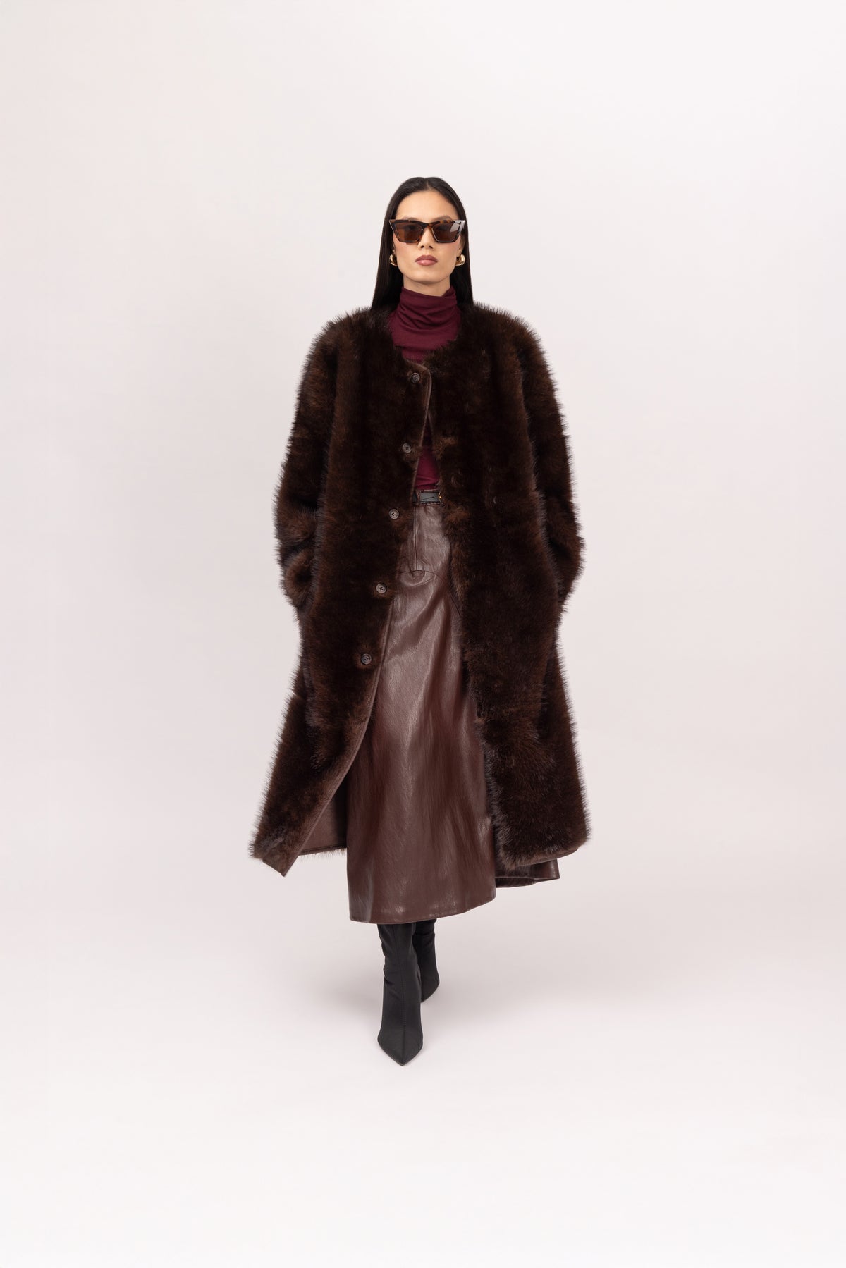 Toscana Barrel Sleeve Coat in Truffle
