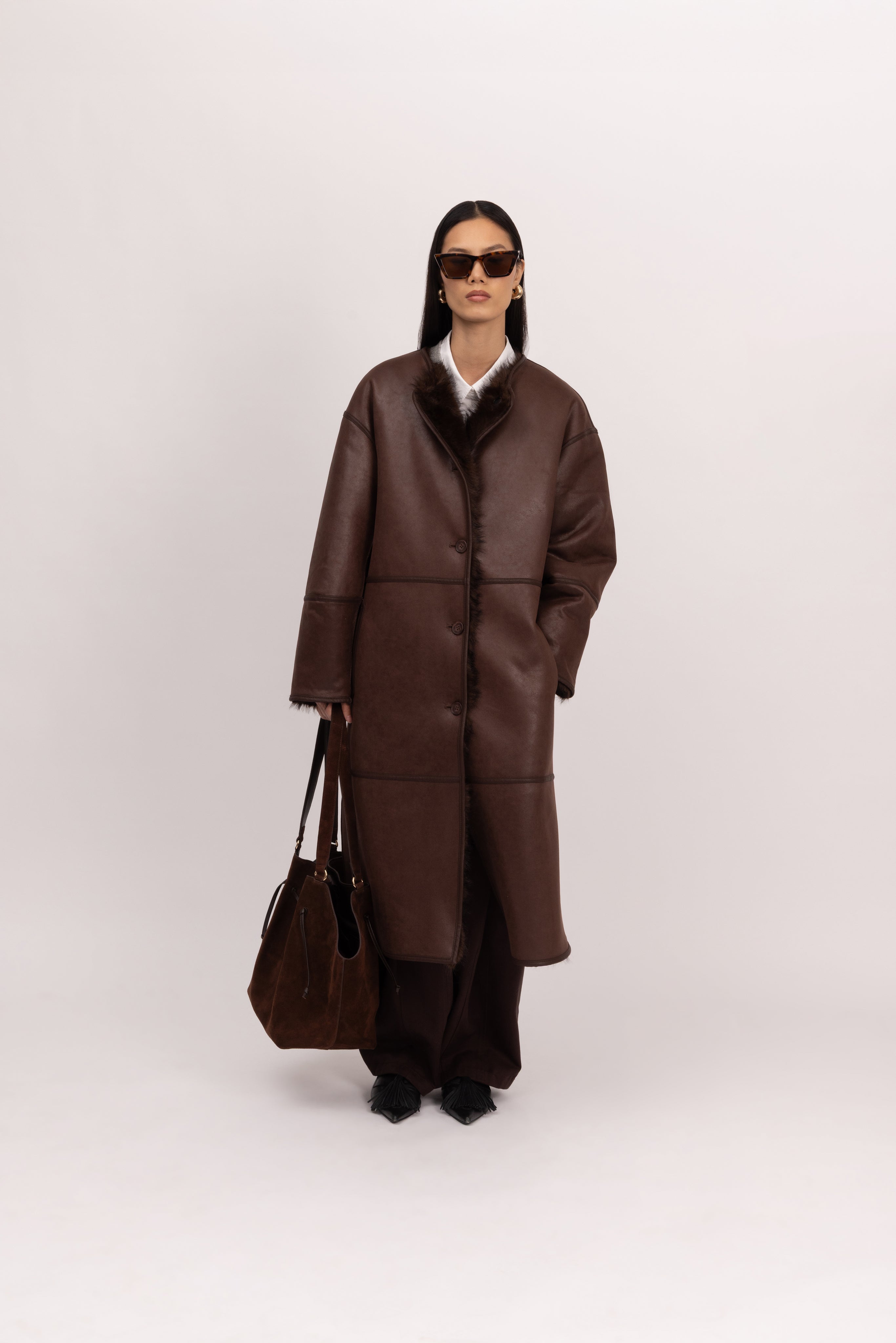 Toscana Barrel Sleeve Coat in Truffle