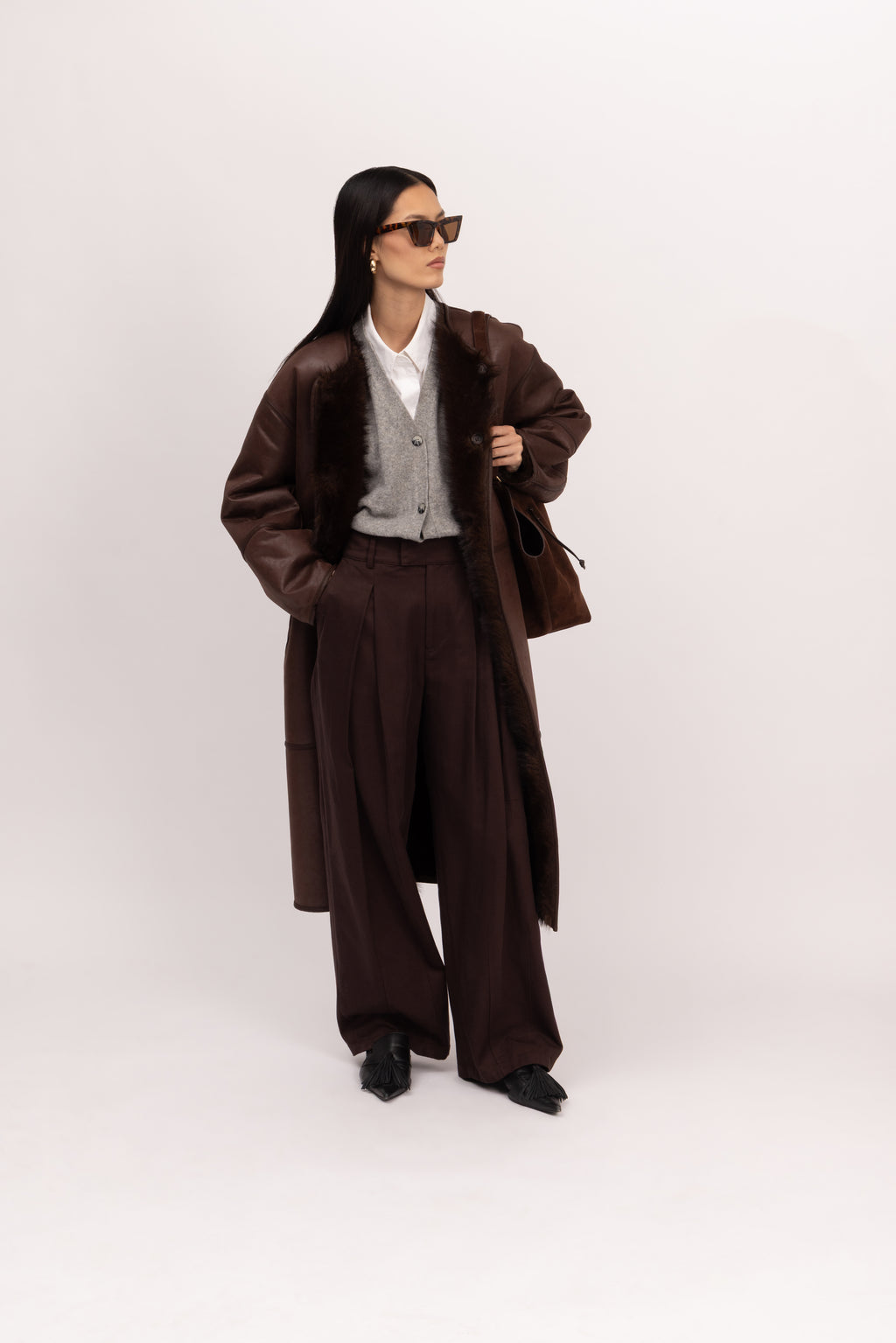 Toscana Barrel Sleeve Coat in Truffle