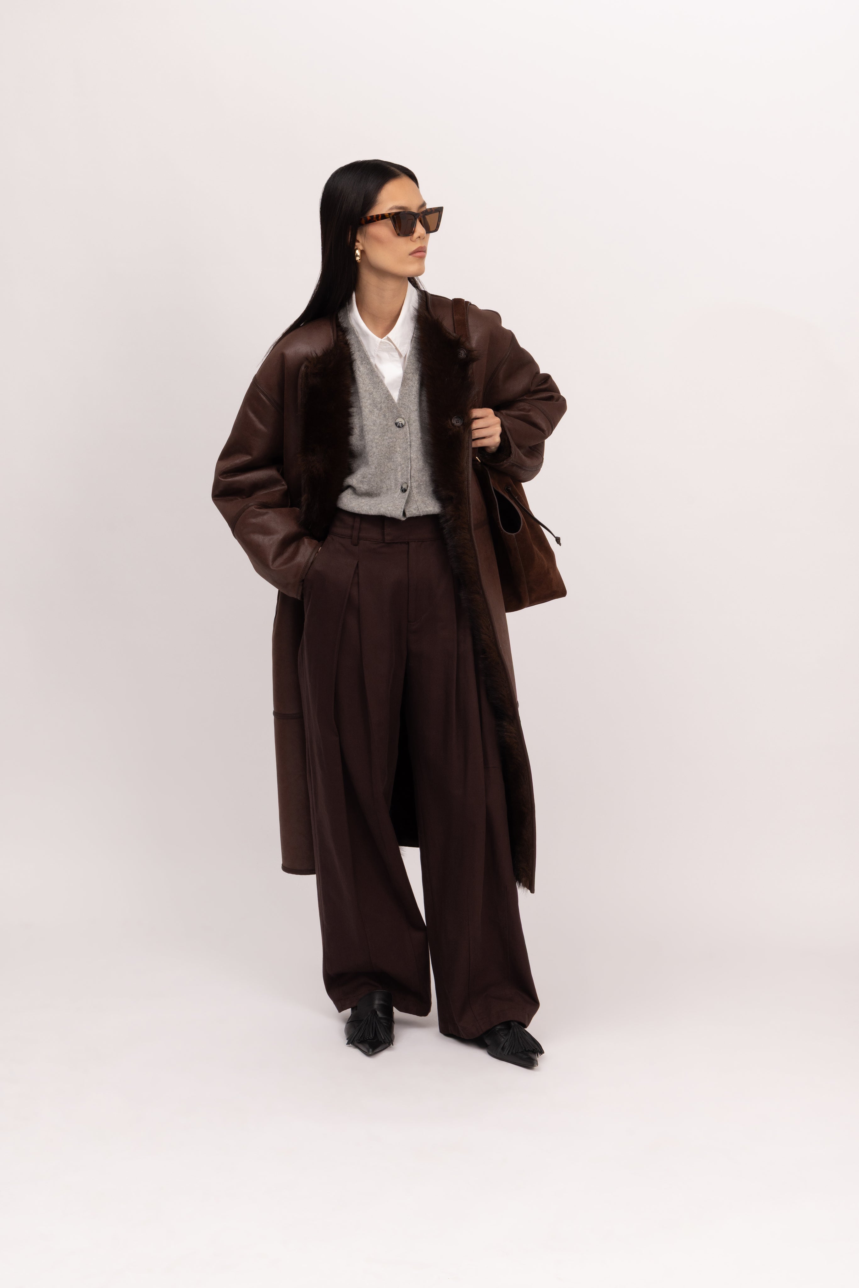 Toscana Barrel Sleeve Coat in Truffle