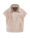 Merino Boxy Drop Shoulder Gilet in Chalk/Sand