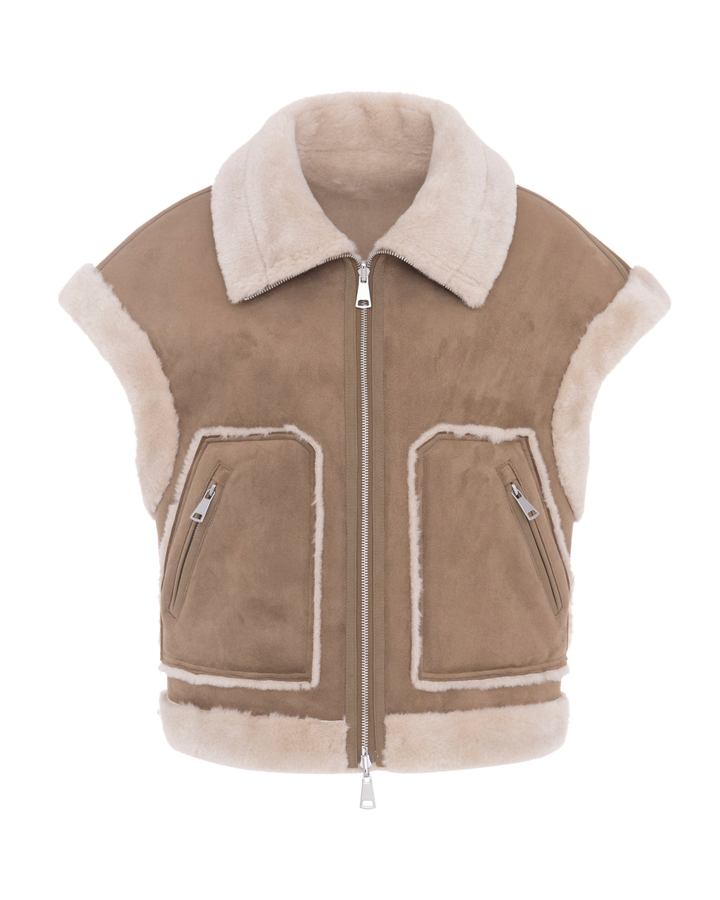 Merino Boxy Drop Shoulder Gilet in Chalk/Sand