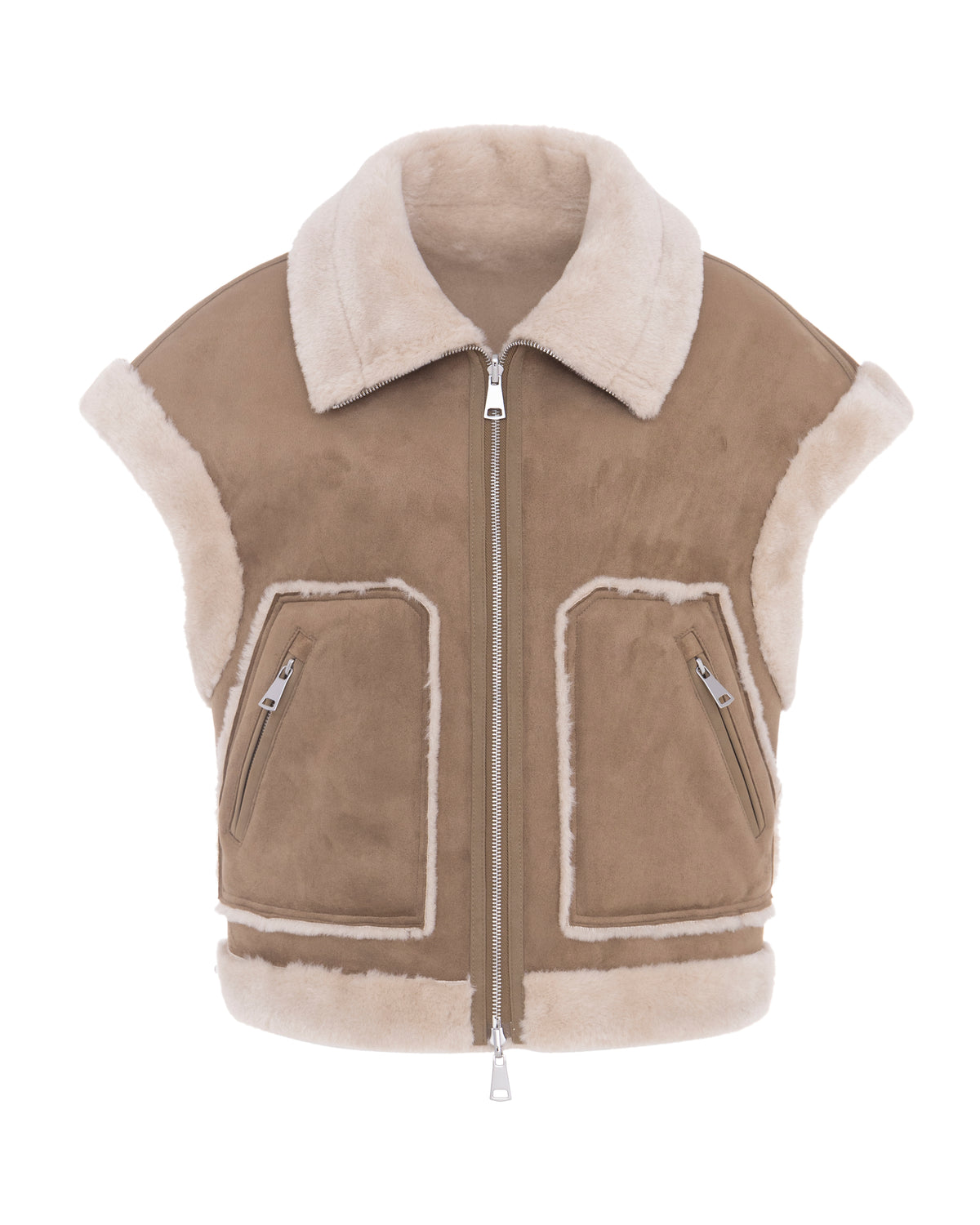 Merino Boxy Drop Shoulder Gilet in Chalk/Sand