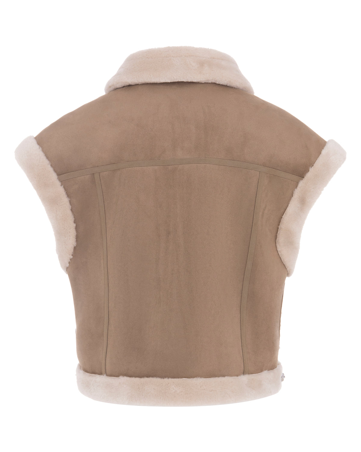 Merino Boxy Drop Shoulder Gilet in Chalk/Sand
