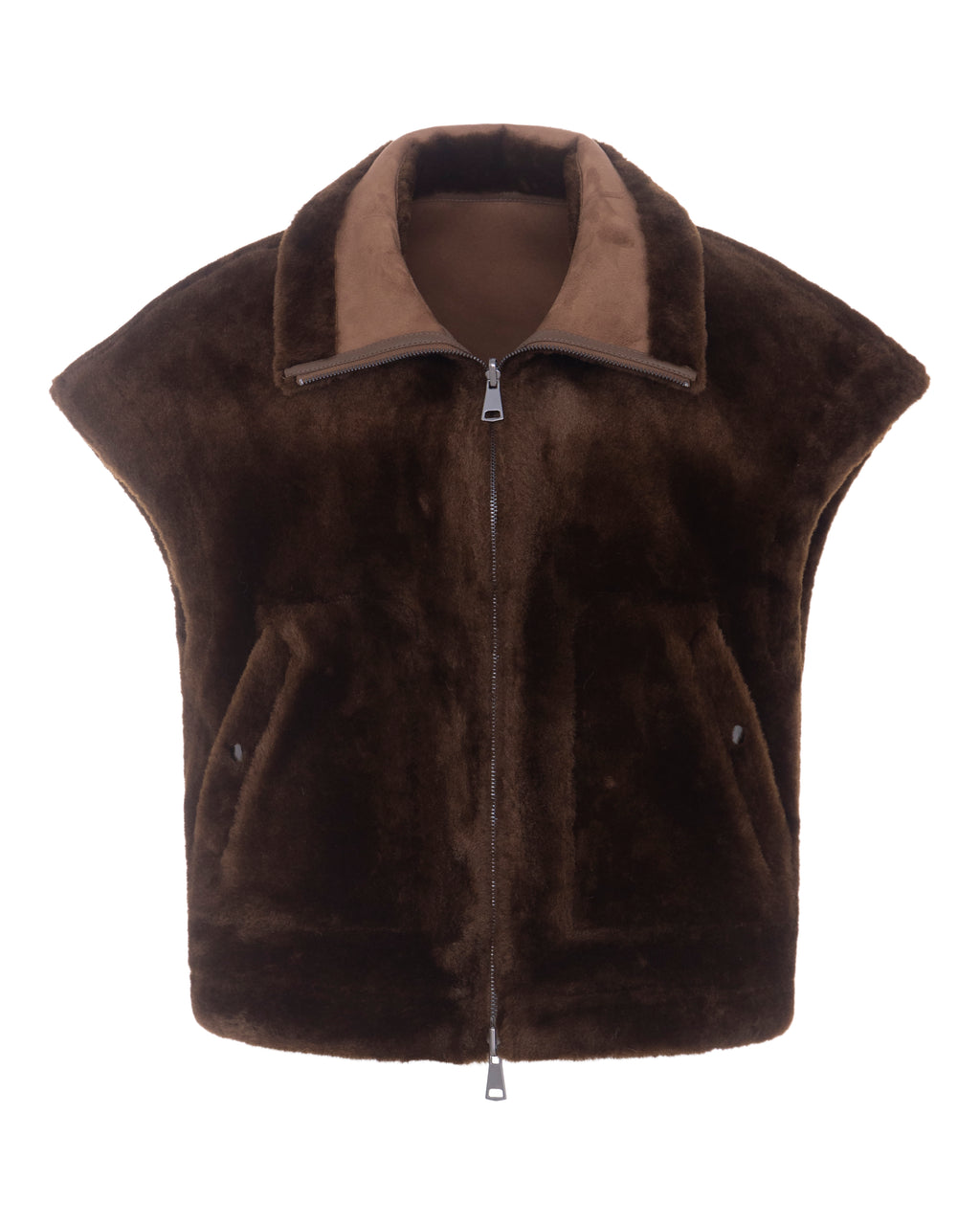 Merino Boxy Drop Shoulder Gilet in Coffee/Espresso