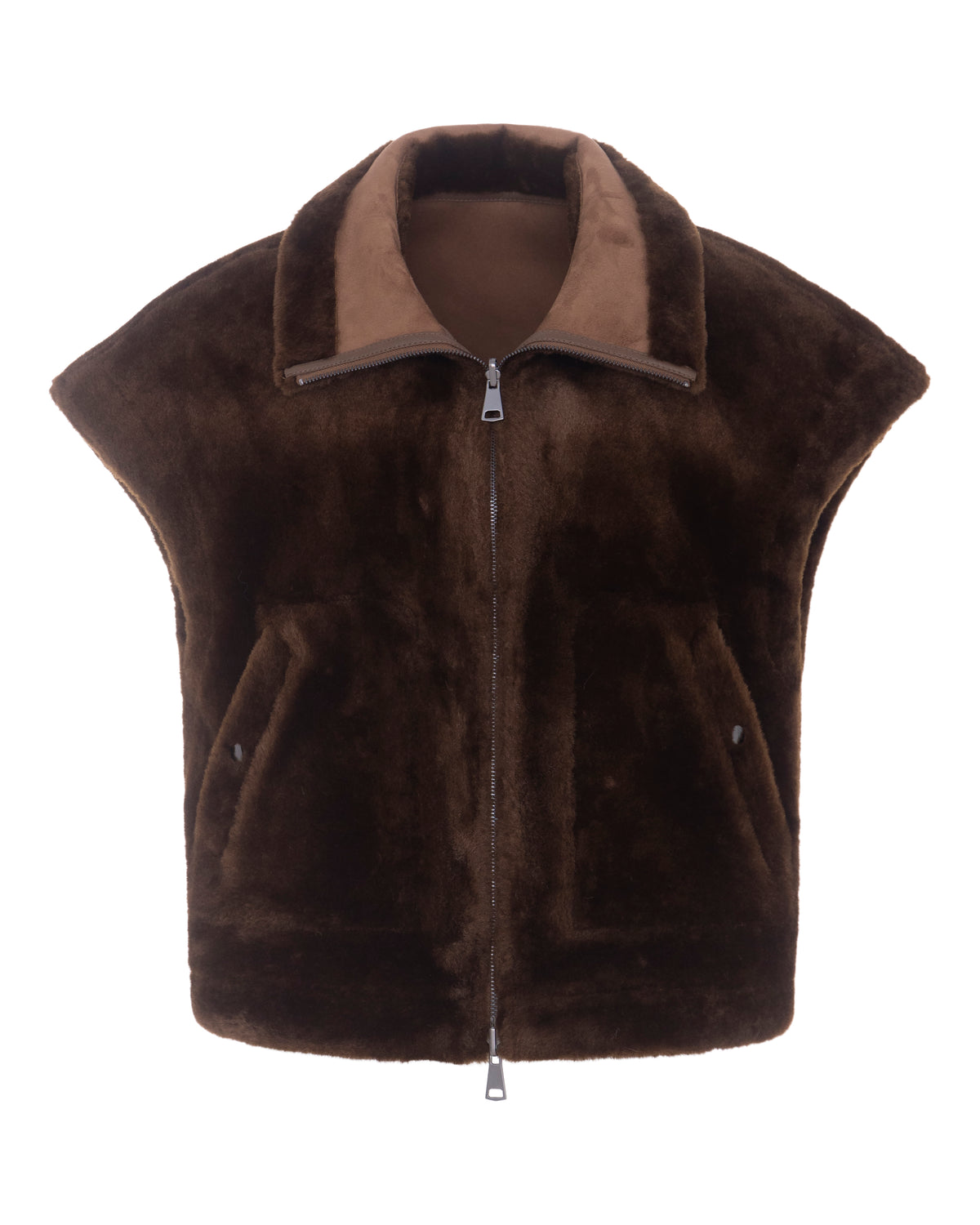 Merino Boxy Drop Shoulder Gilet in Coffee/Espresso