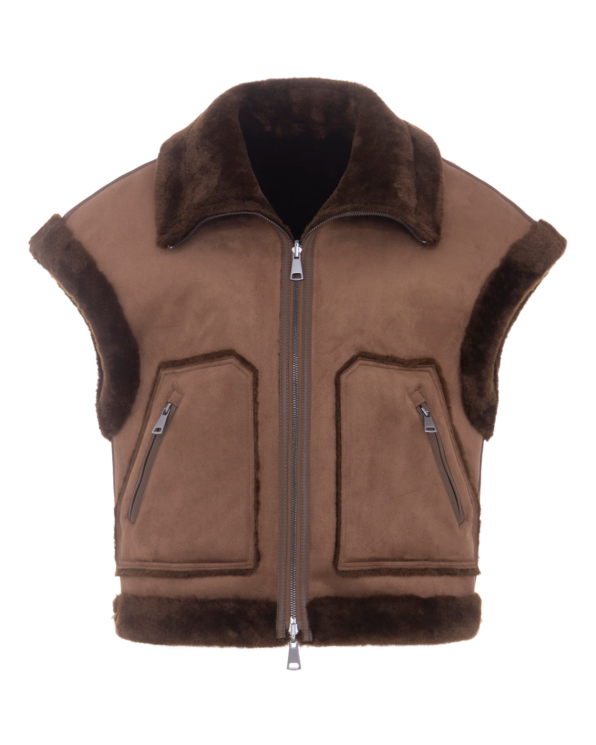 Merino Boxy Drop Shoulder Gilet in Coffee/Espresso