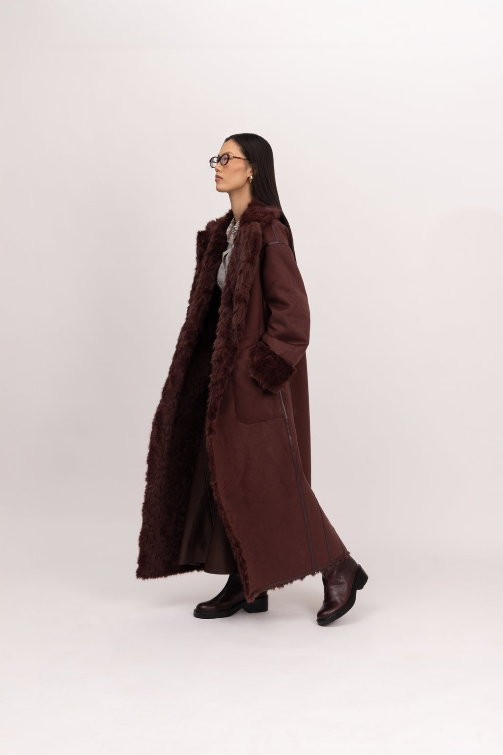Reversible Krazy Kitten Coat in Balsamic