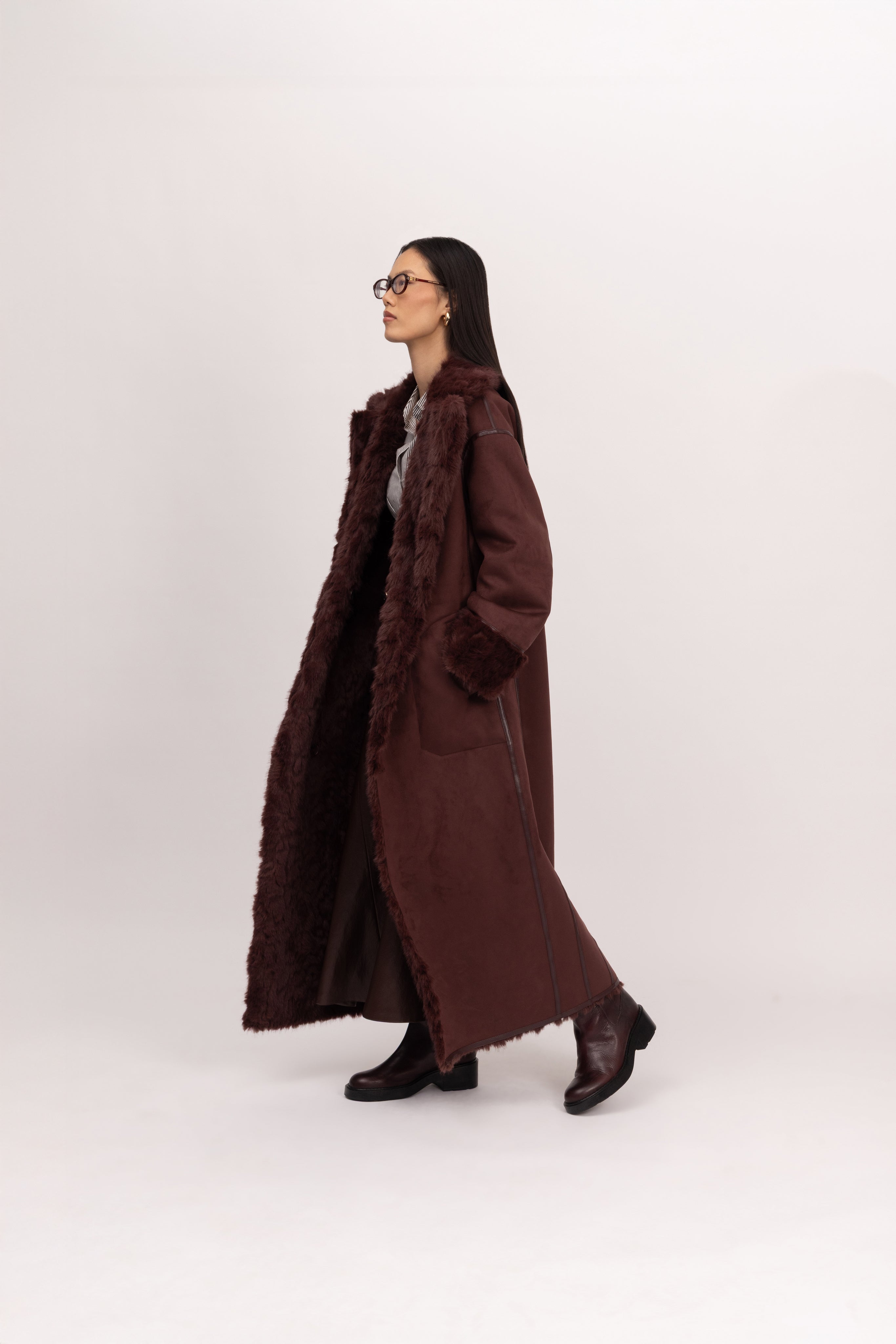 Reversible Krazy Kitten Coat in Balsamic