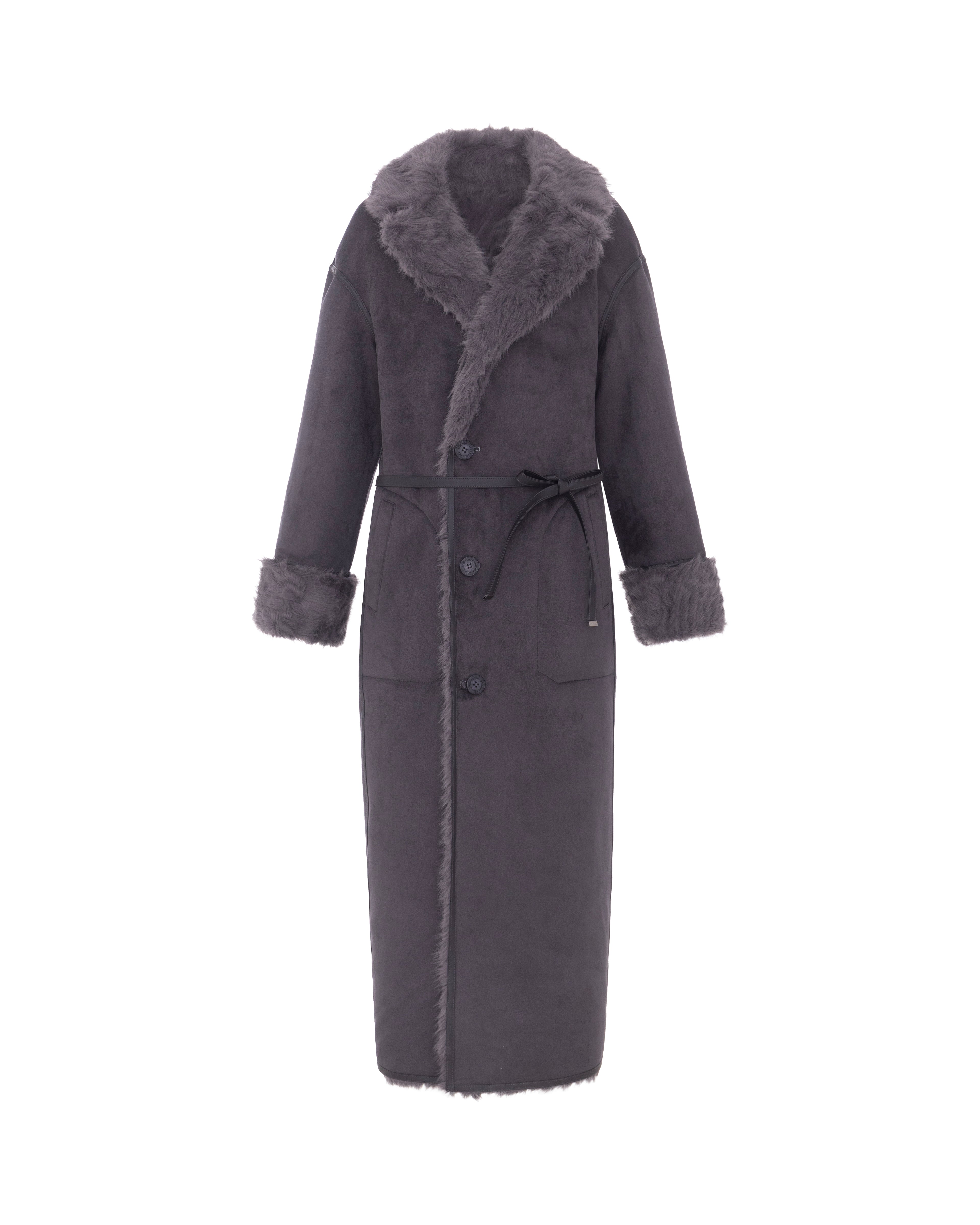 Reversible Krazy Kitten Coat in Steel