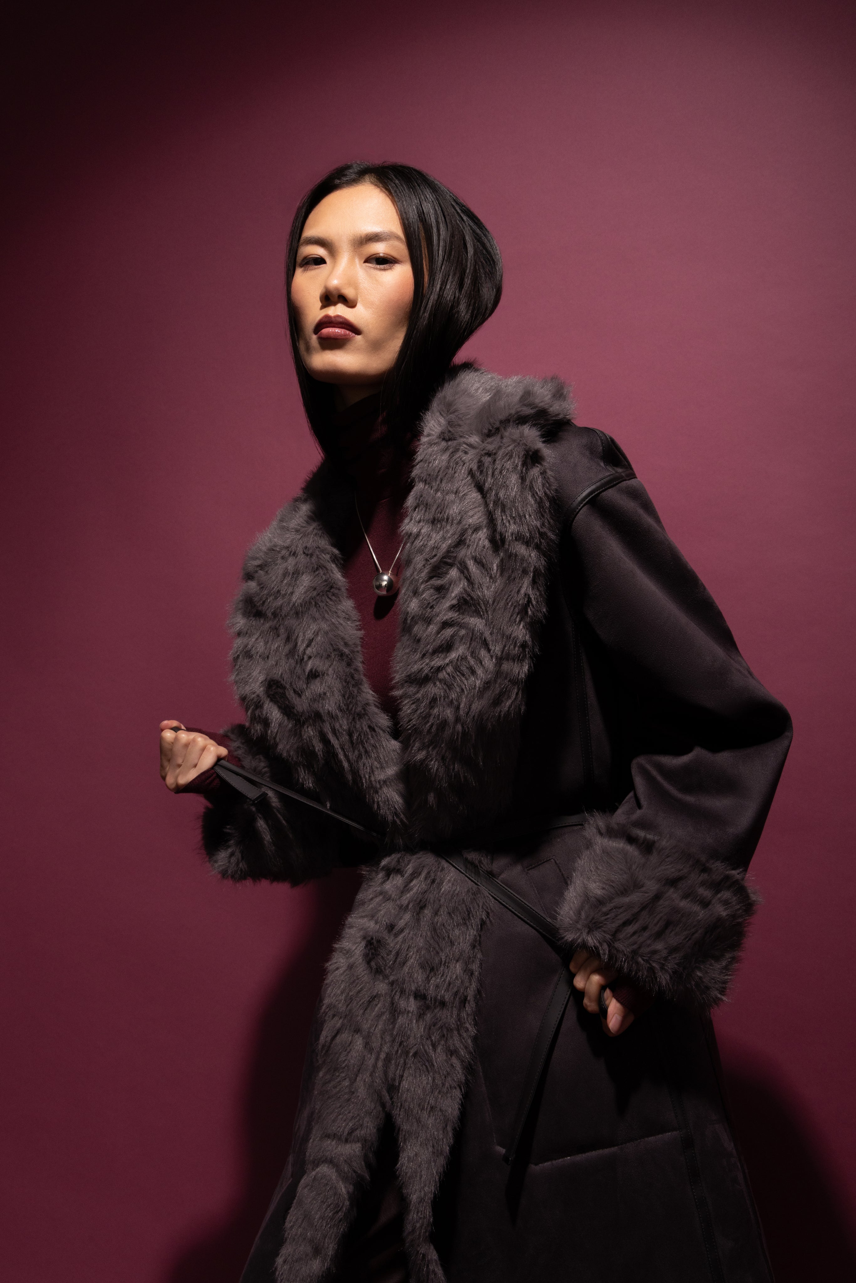 Reversible Krazy Kitten Coat in Steel