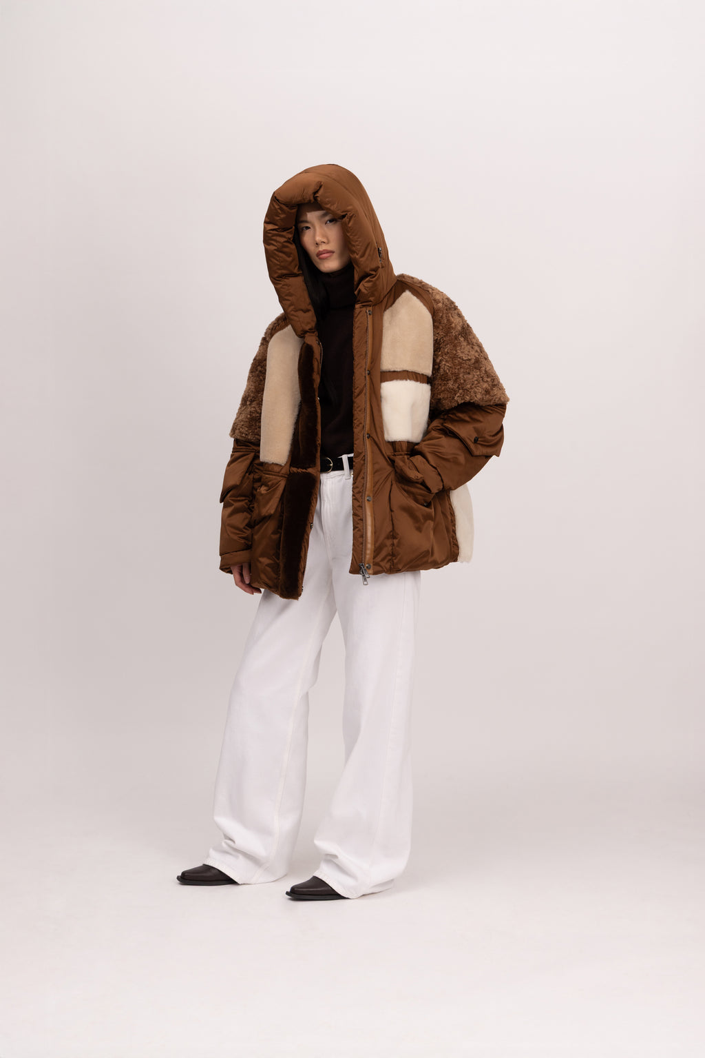 Puffer Bomber Batwing Jacket in Cinnamon