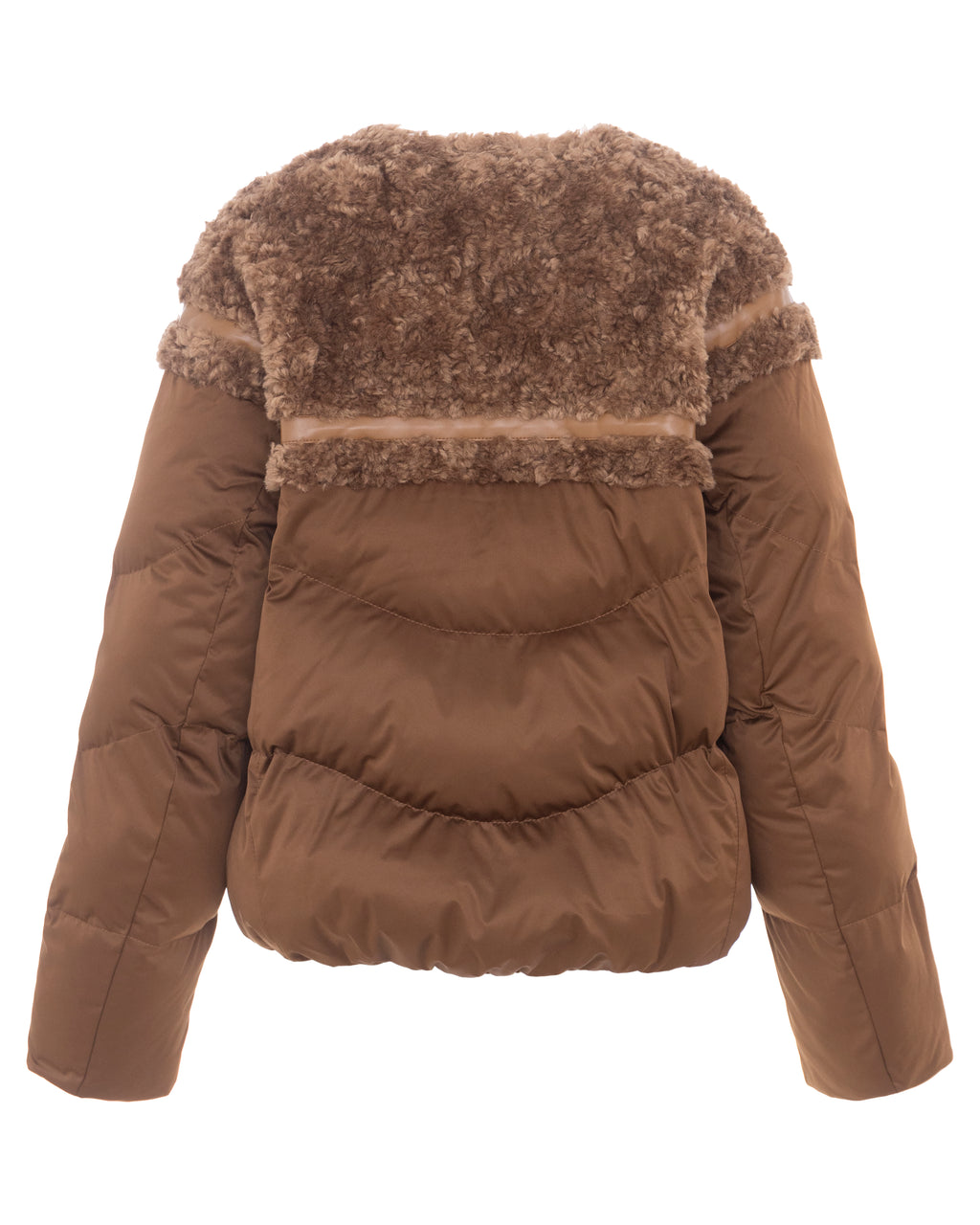 Merino Puffer Cardigan in Cinnamon