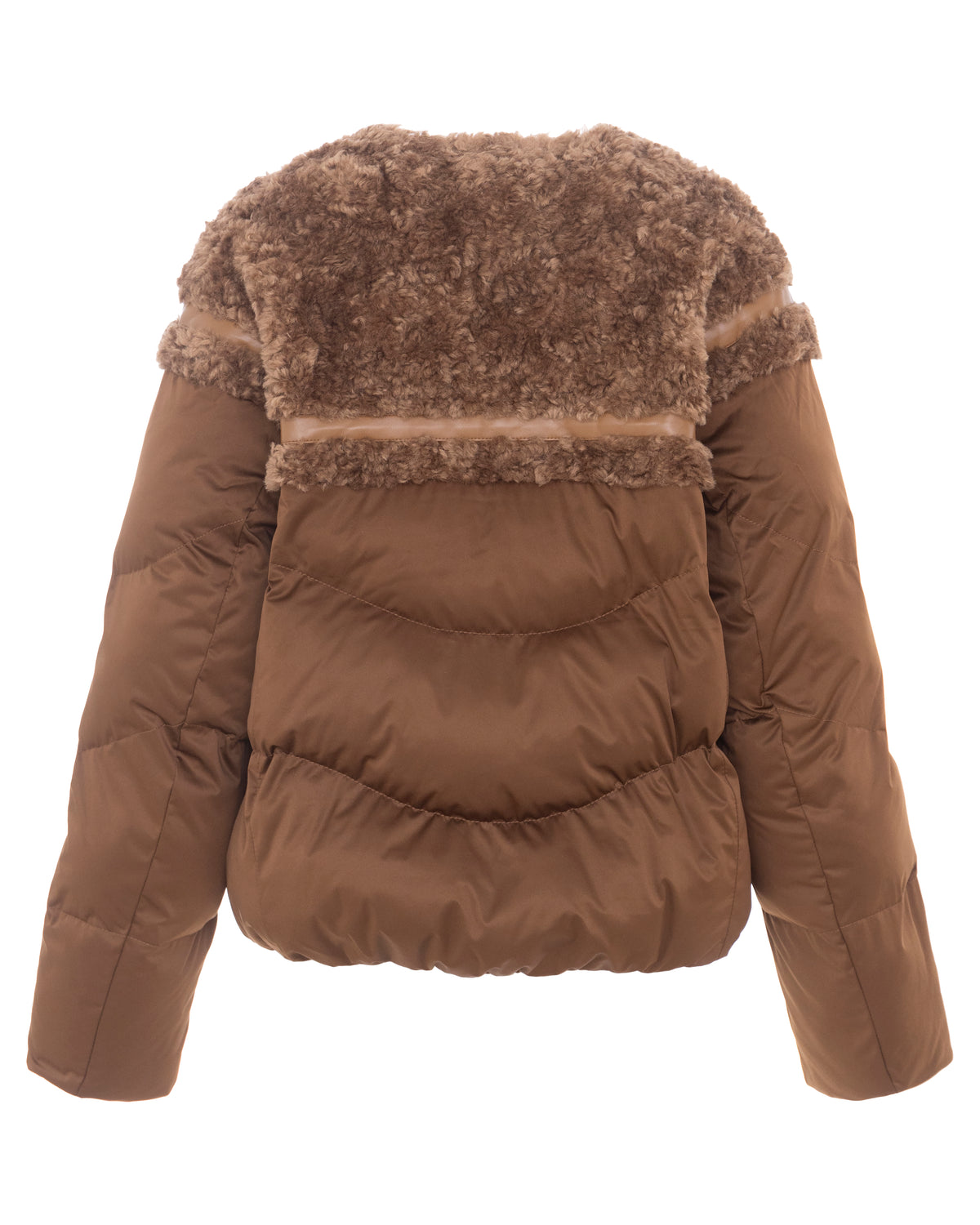 Merino Puffer Cardigan in Cinnamon