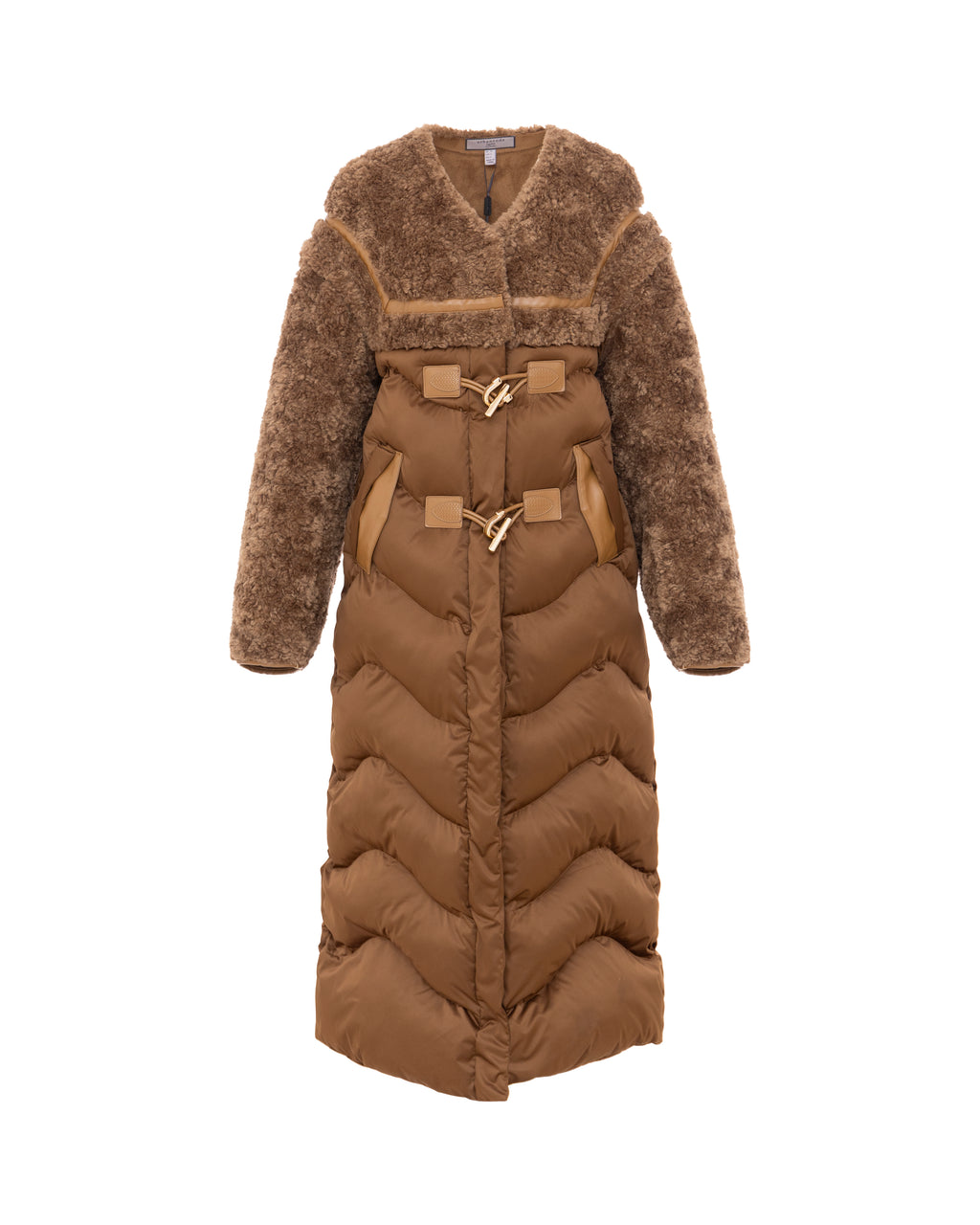 Merino Puffer Longline Gilet in Cinnamon
