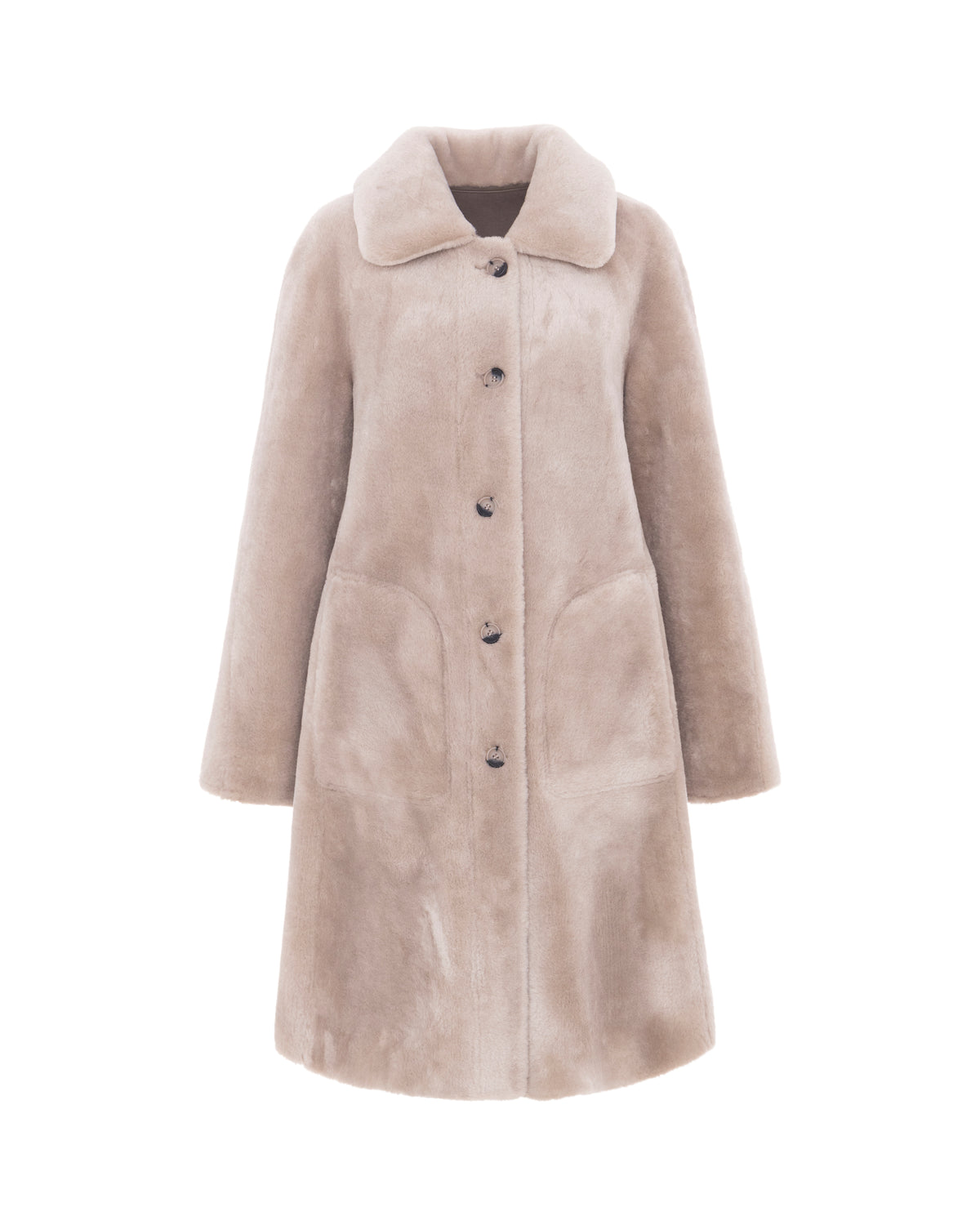 Reversible A-Line Swing Coat in Cream/Taupe