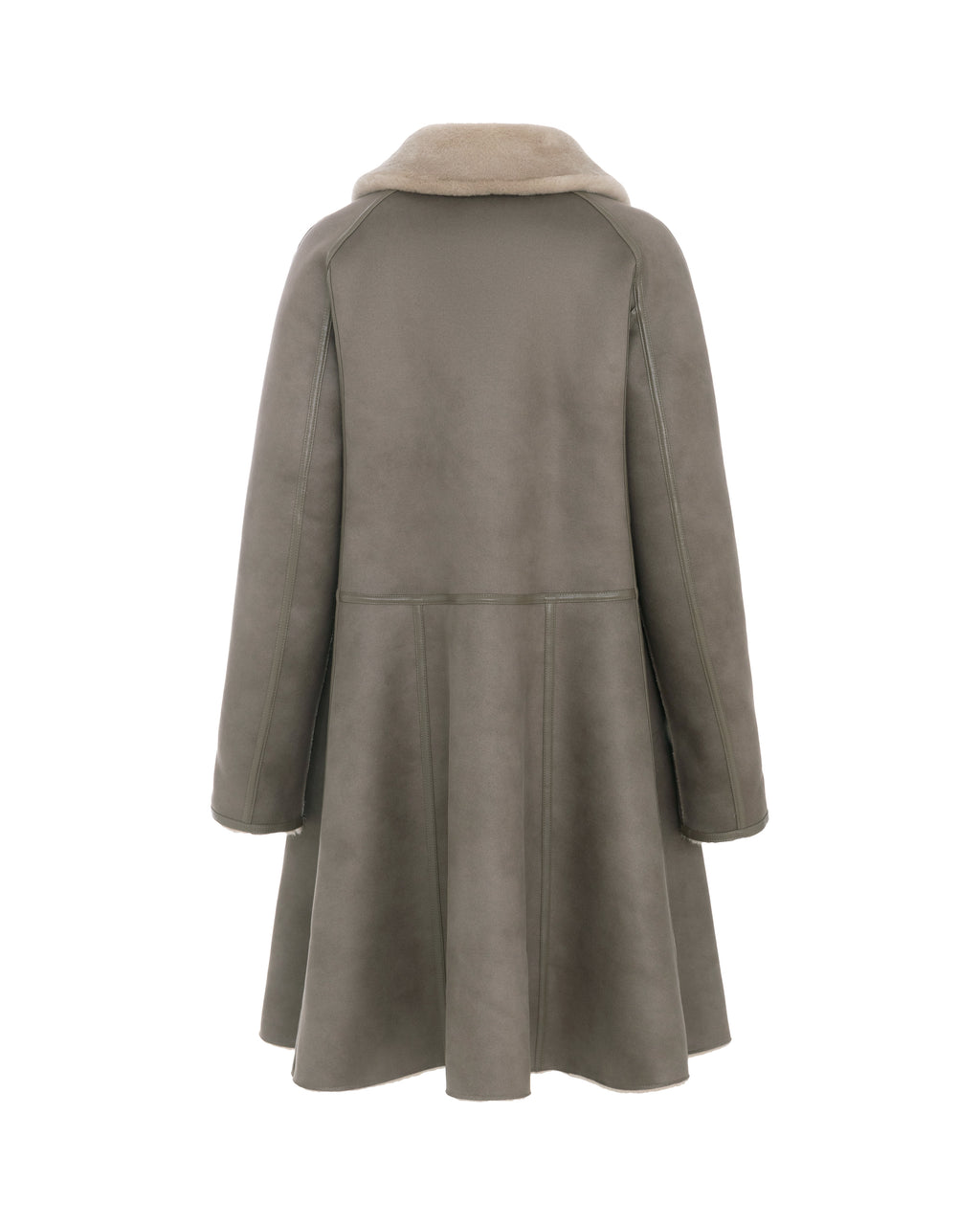 Reversible A-Line Swing Coat in Cream/Taupe