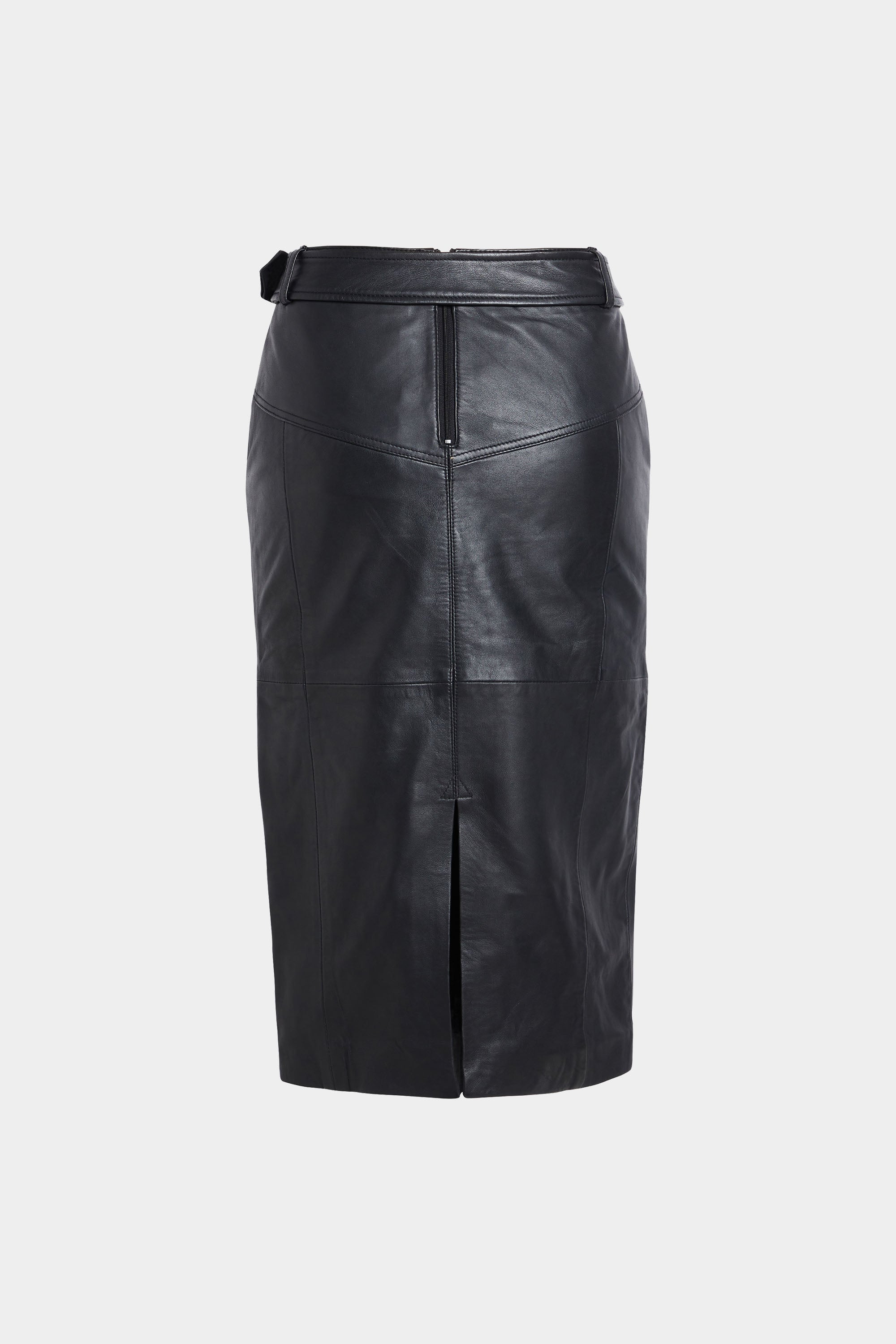 Genuine leather outlet midi skirt