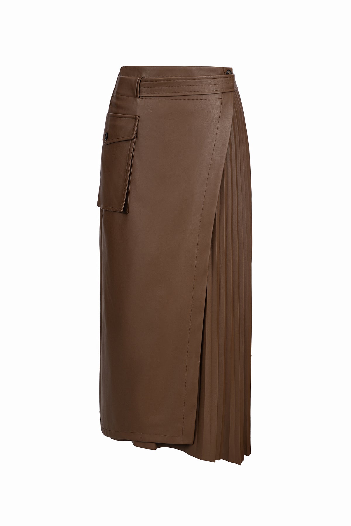 Faux Leather Skirt in Nut