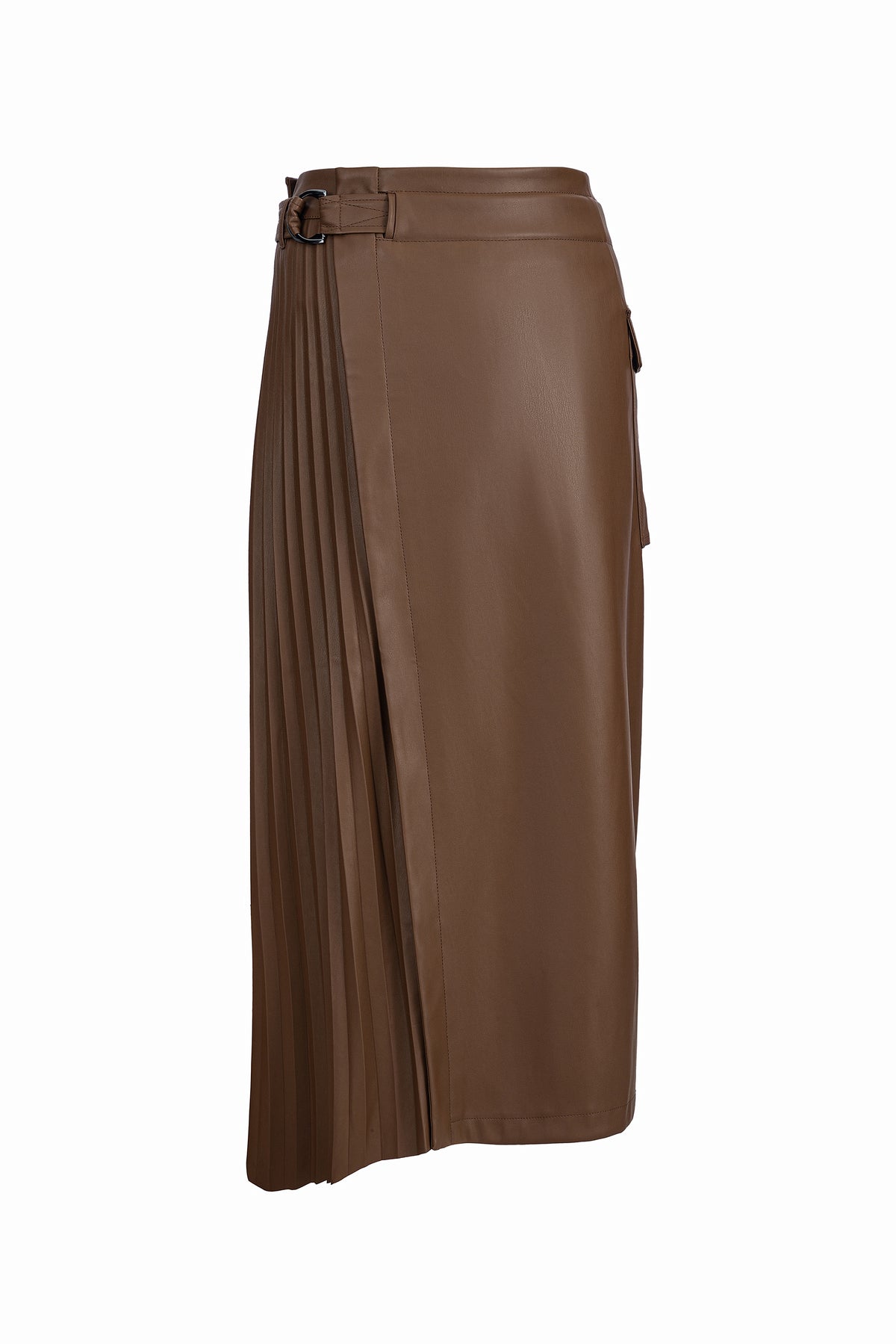 Faux Leather Skirt in Nut