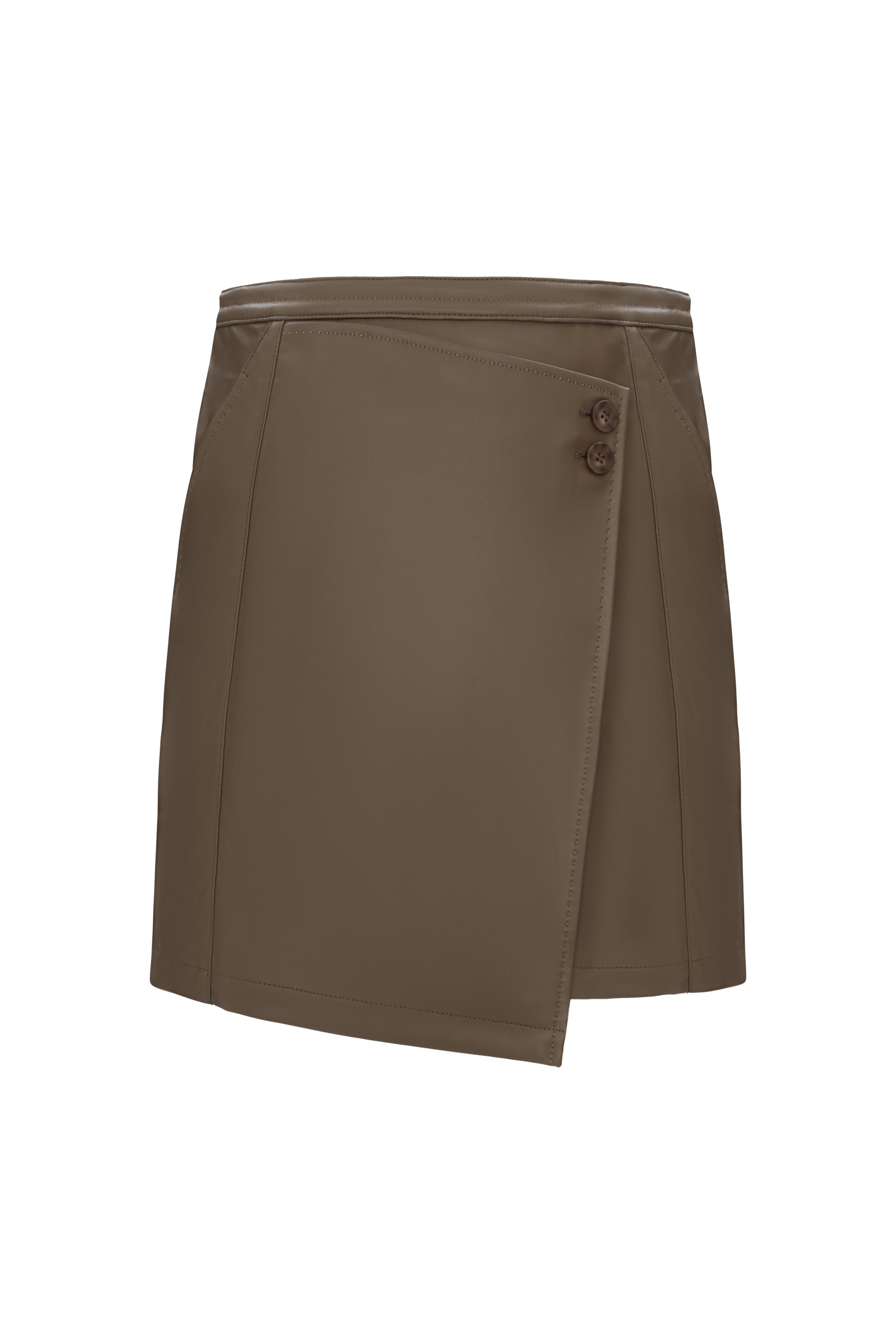 Faux Leather Mini Skirt in Praline