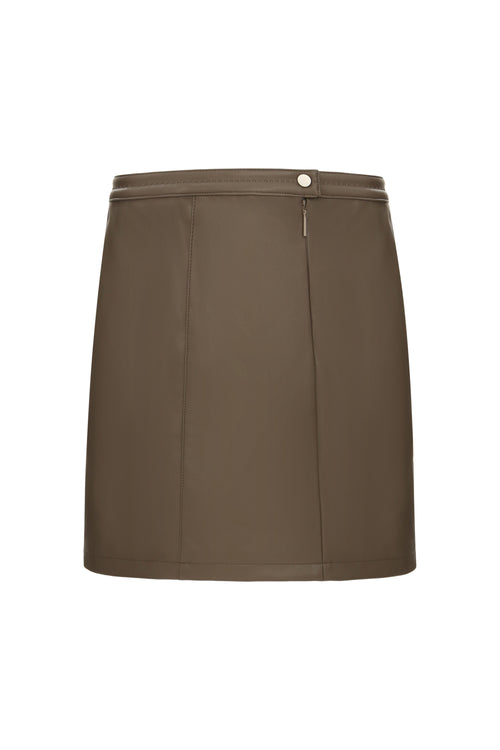 Faux Leather Mini Skirt in Praline