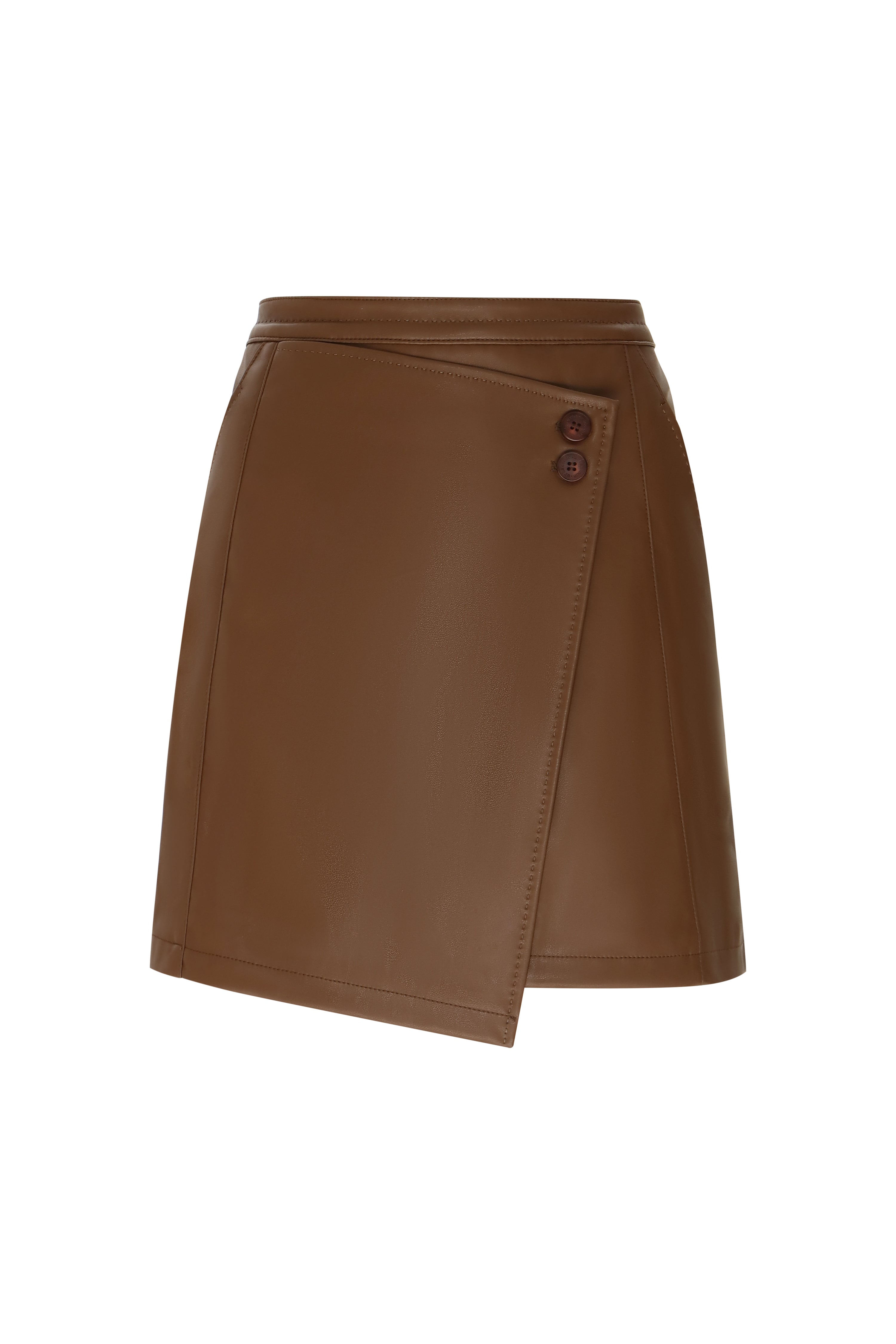 Faux Leather Mini Skirt in Toffee