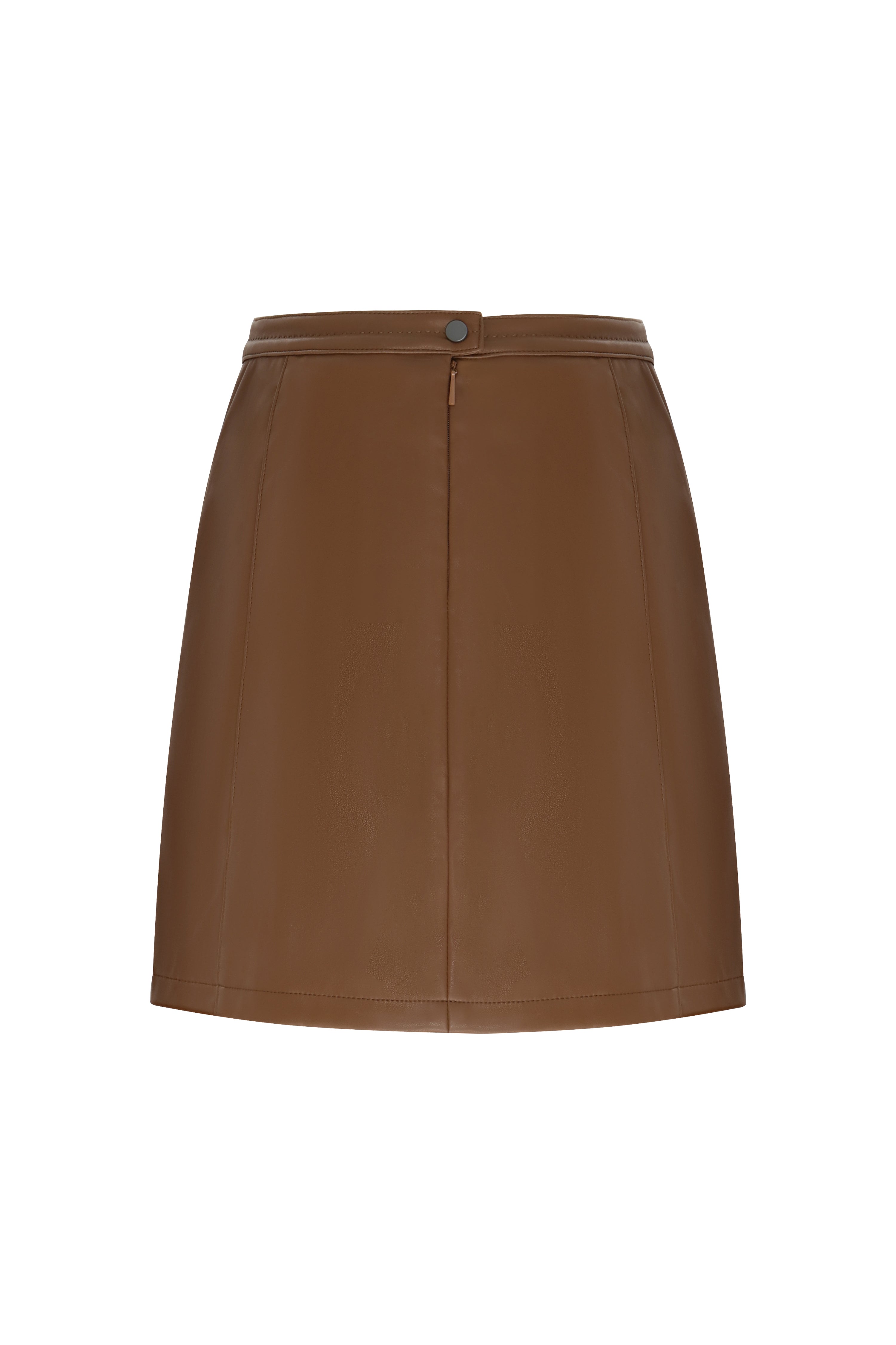 Faux Leather Mini Skirt in Toffee