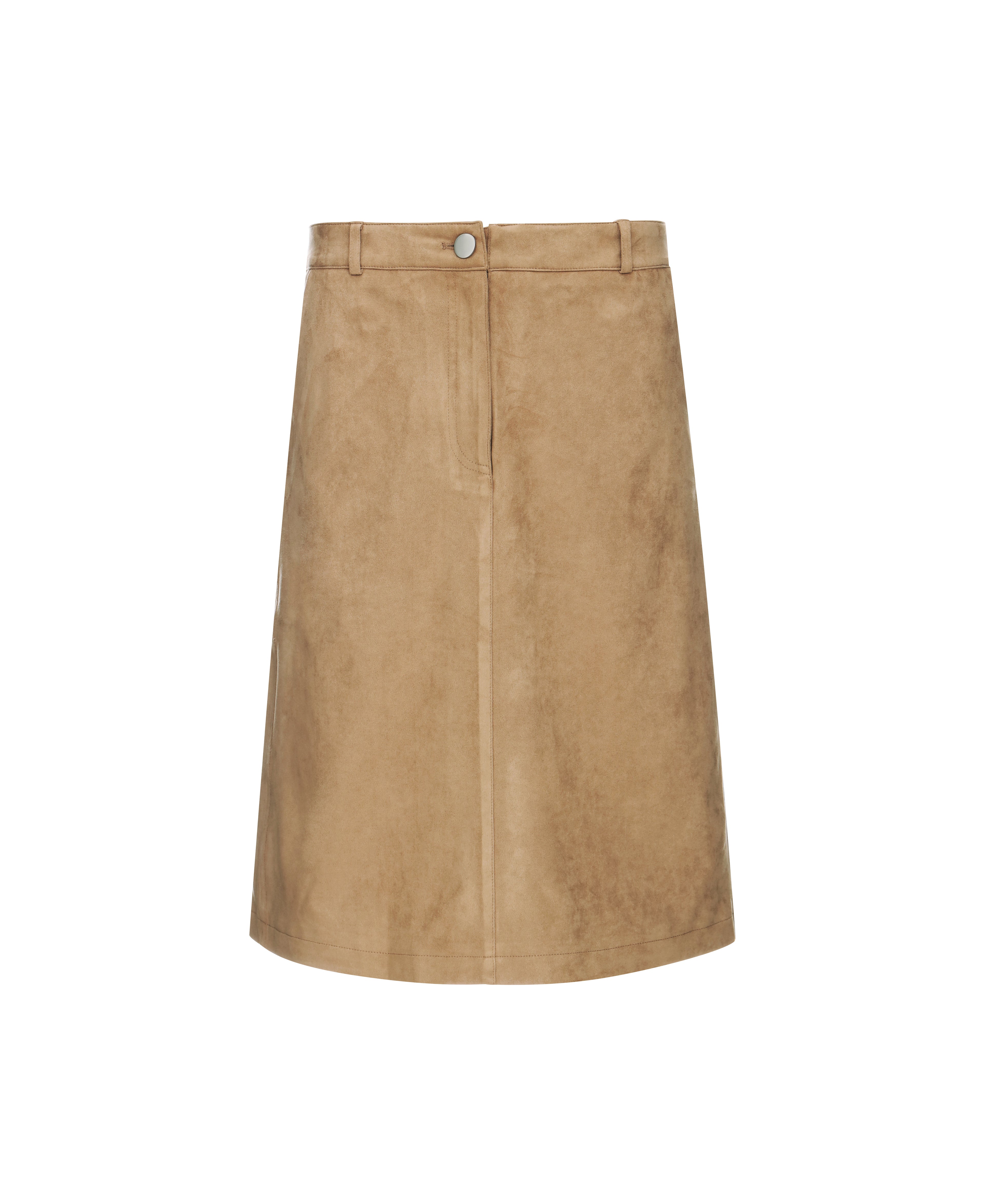 Faux Suede A-Line Skirt in Biscuit
