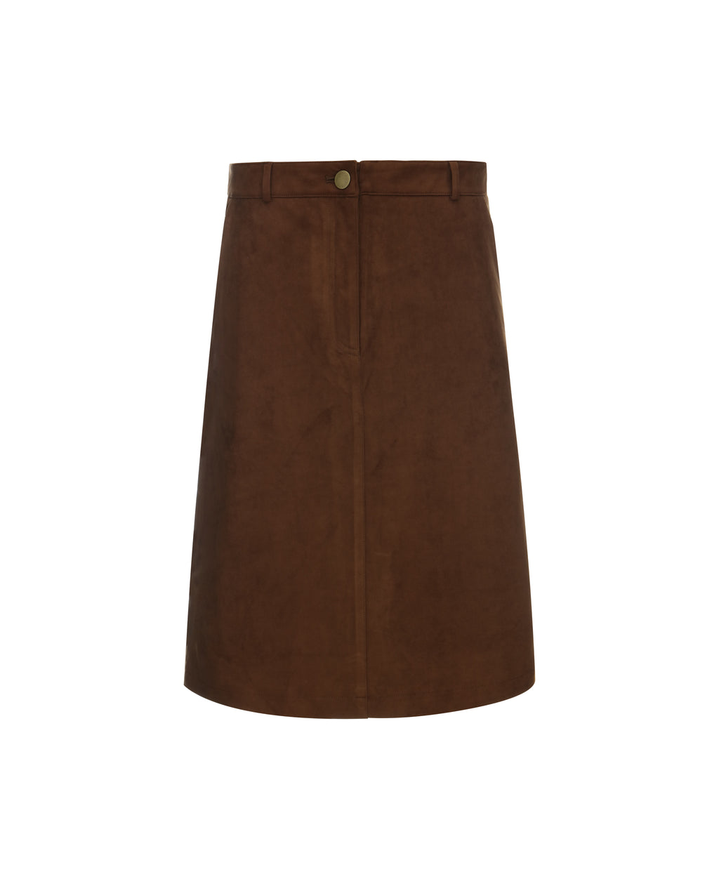 Faux Suede A-Line Skirt in Pecan
