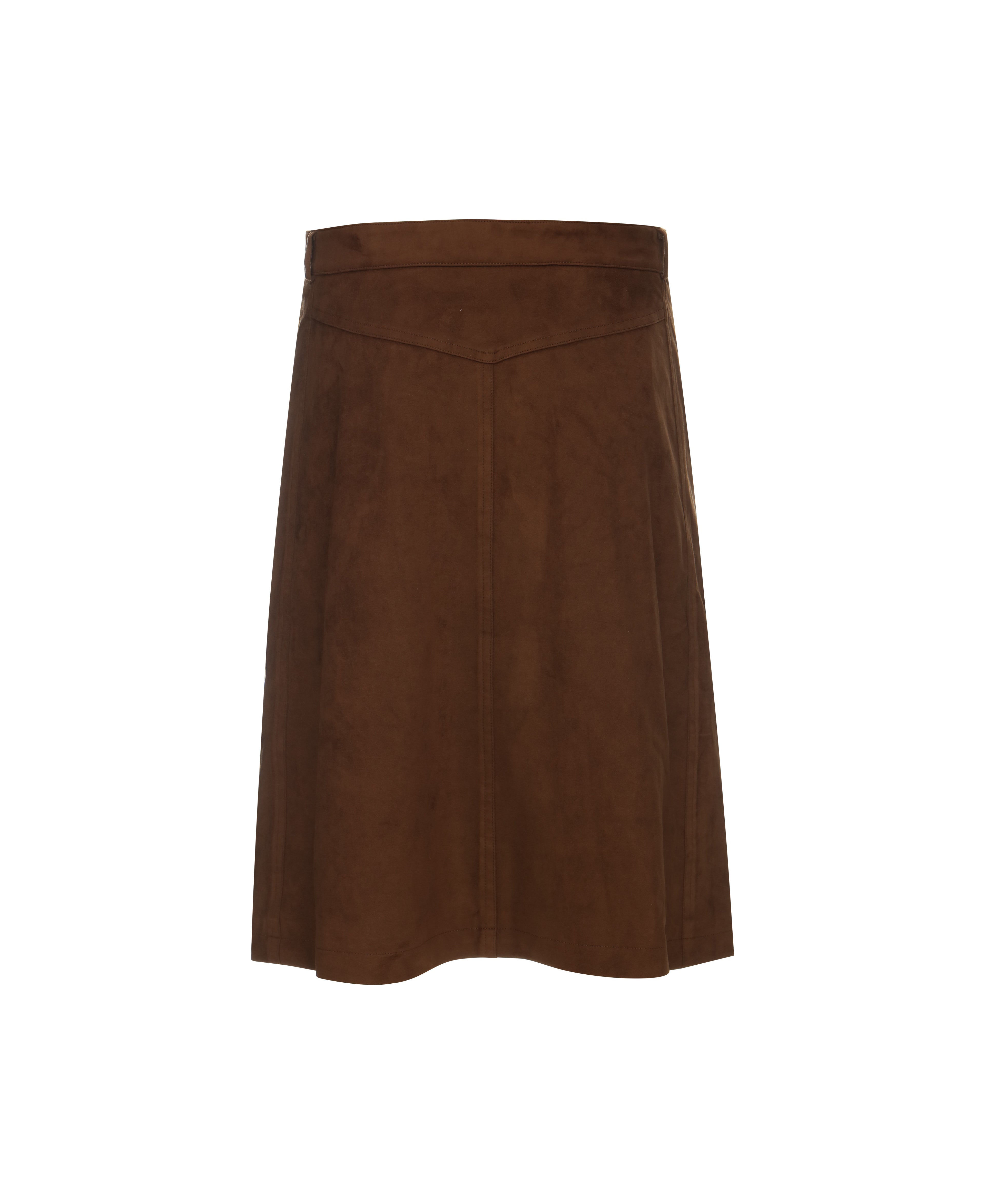 Faux Suede A-Line Skirt in Pecan