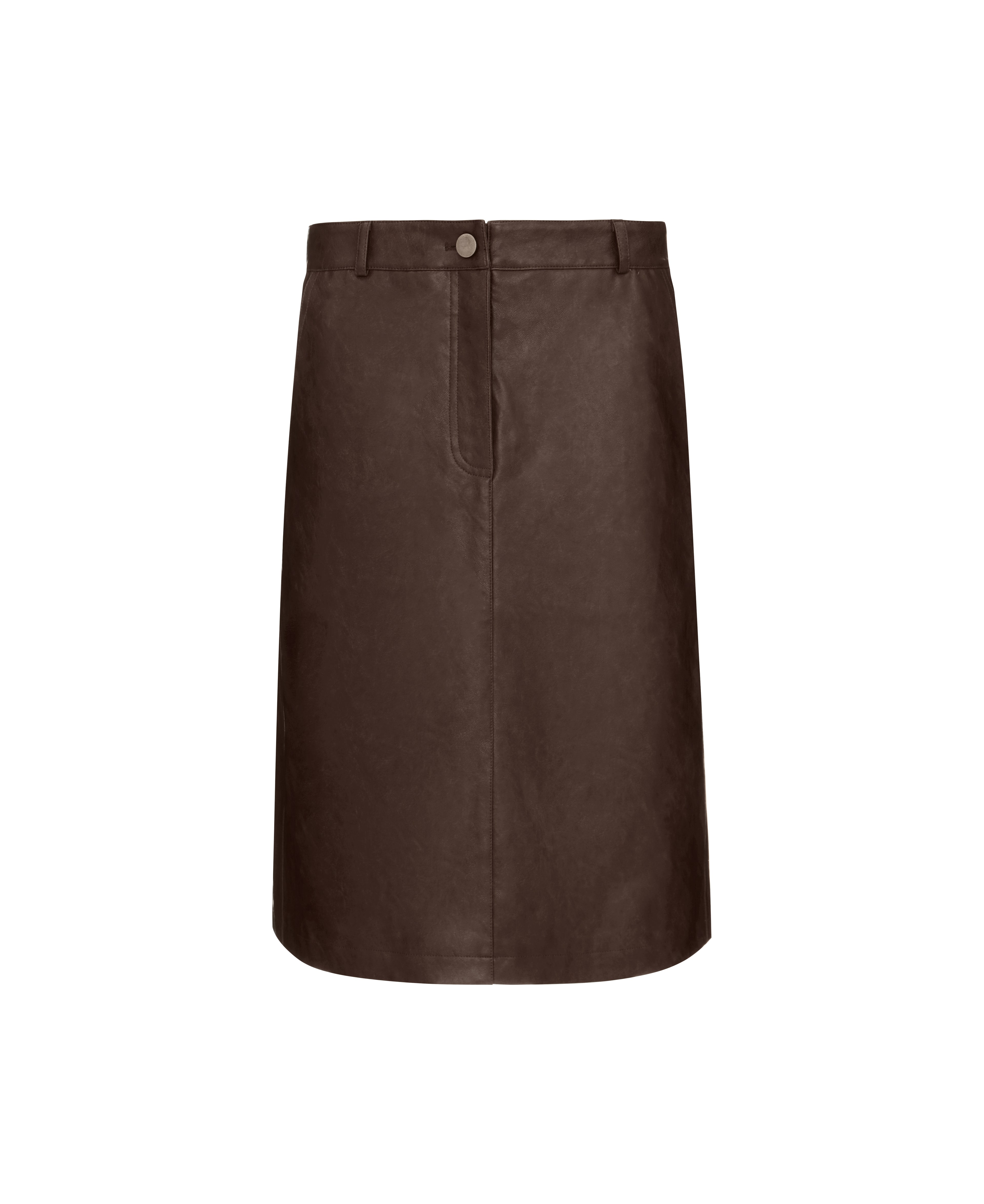 Faux Leather A-Line Skirt in Raisin