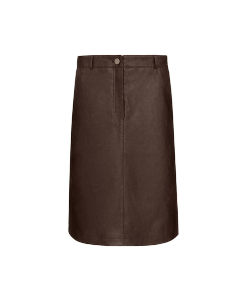Faux Leather A-Line Skirt in Raisin
