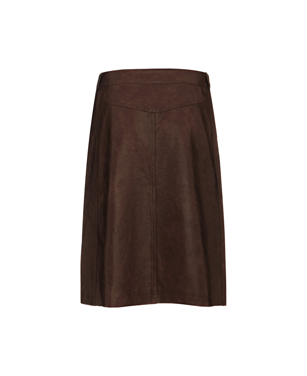 Faux Leather A-Line Skirt in Raisin
